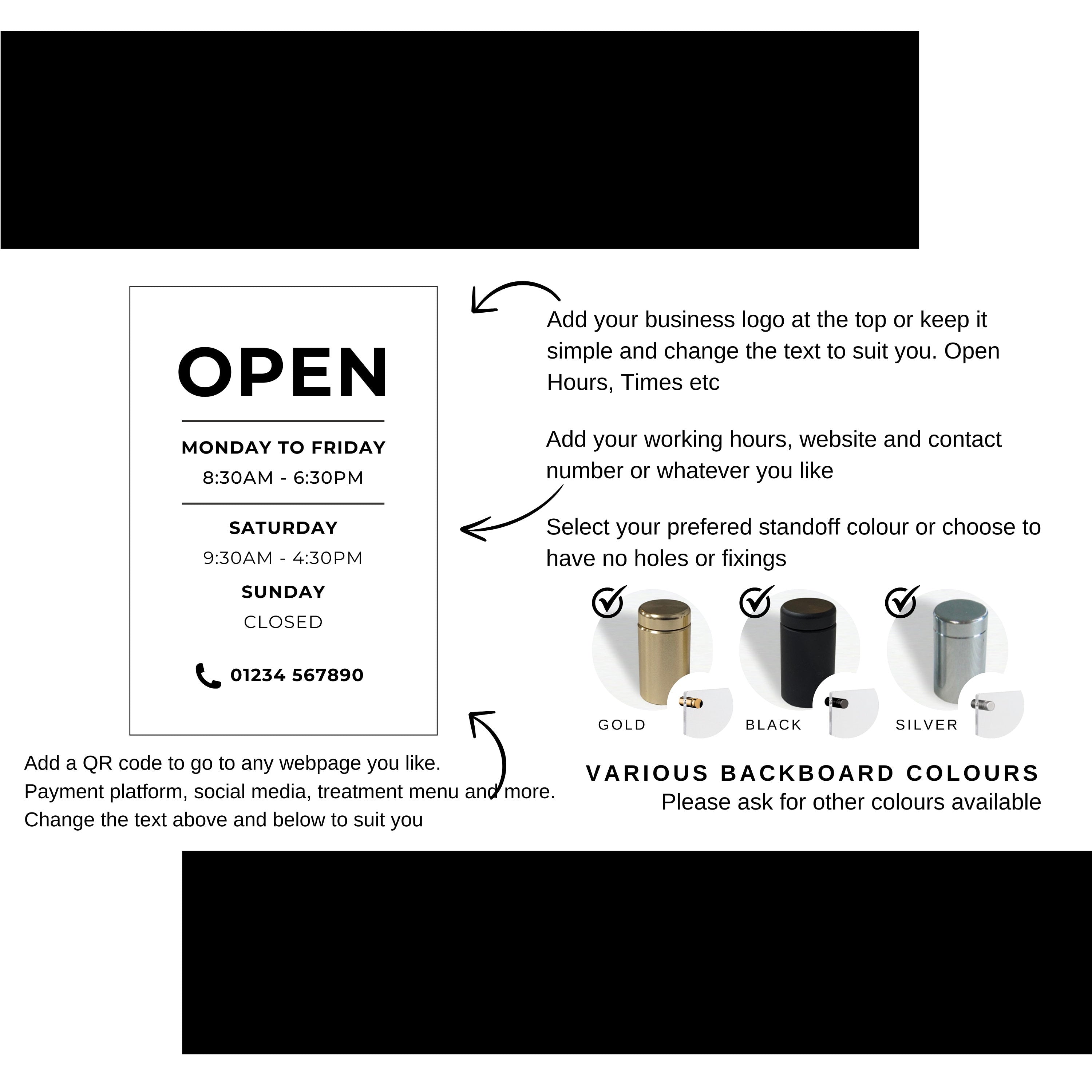 Office Opening Hours Sign, Custom Acrylic Sign, Wall Plaque, Opening Times Display
