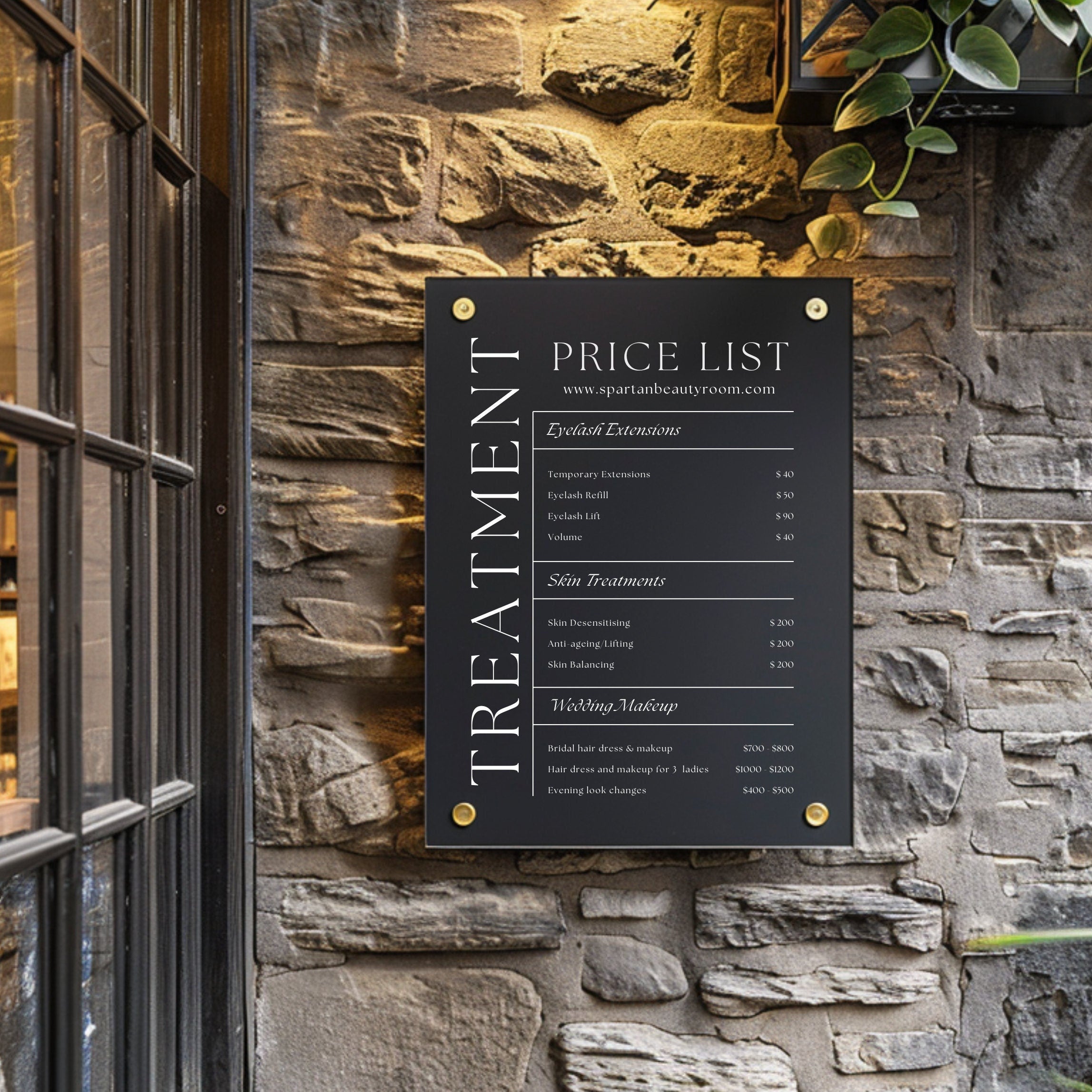 Customizable Acrylic Price Menu with QR Code for Salons, Spas, and Businesses