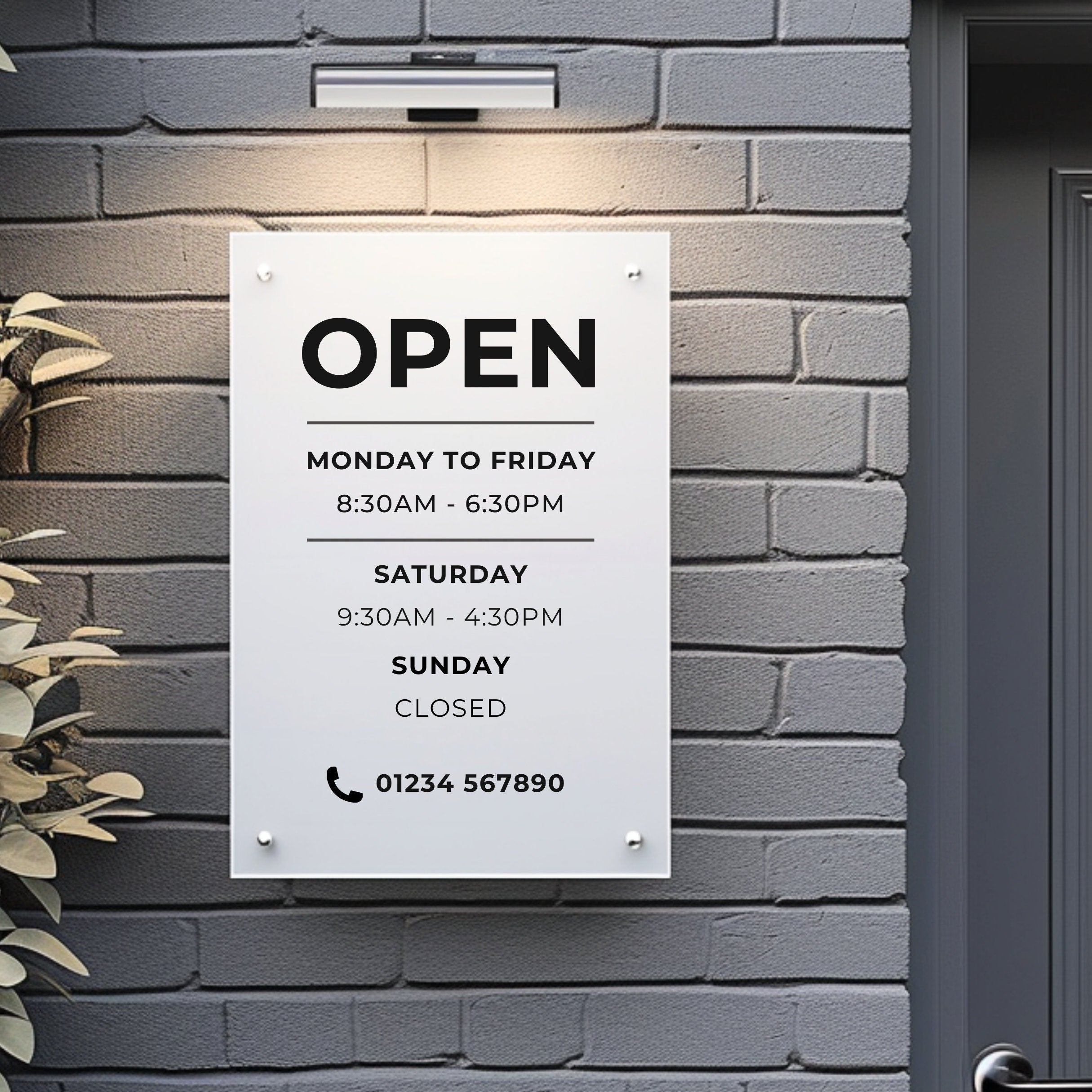 Shop Opening Times, Business Opening Hours, Personalised Acrylic Sign
