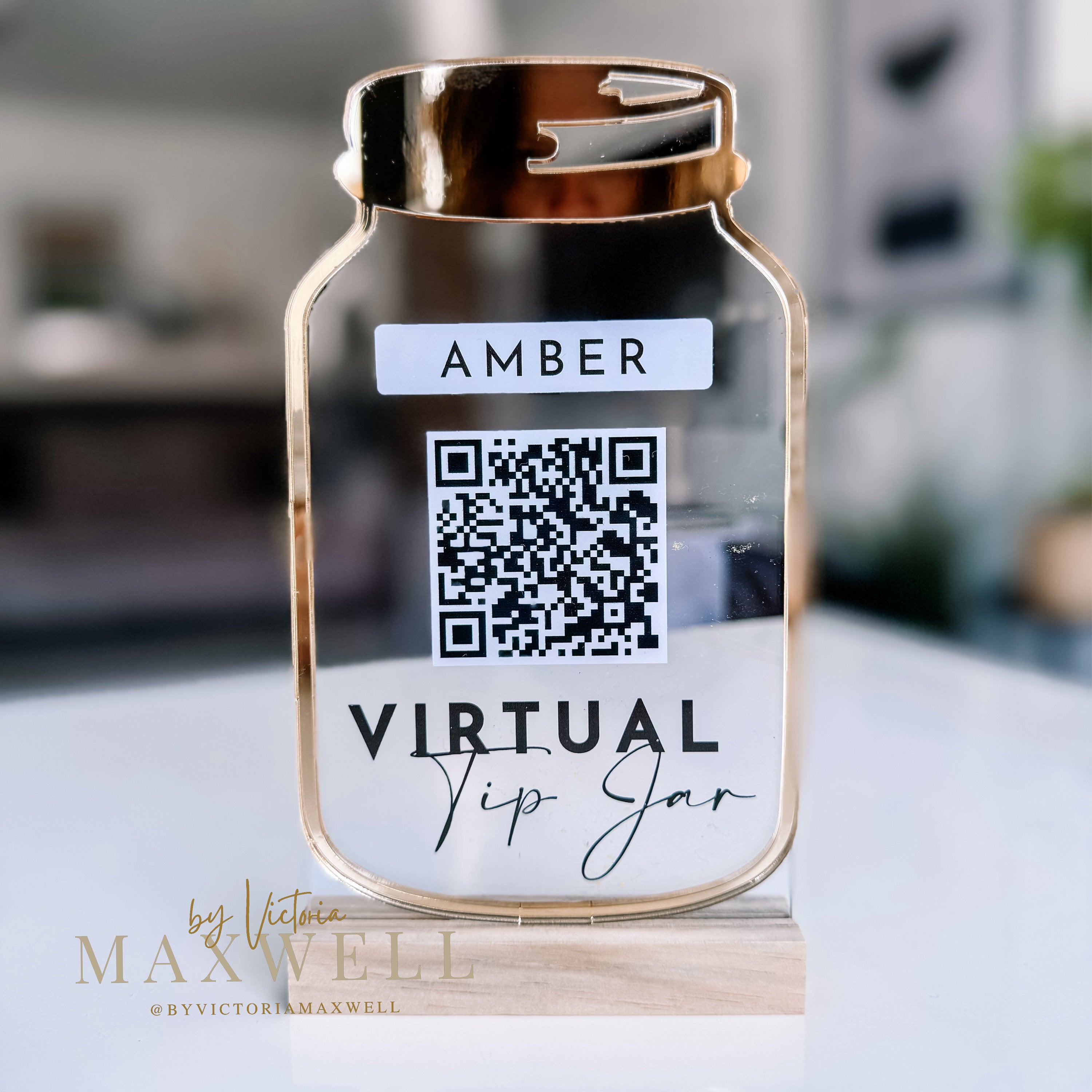 Virtual Tip Jar QR Code Sign with Stand | Tips Accepted Sign | Scan to Tip Shelf Talker | Lets get Tipsy Plaque | Salon Shop Acrylic Sign