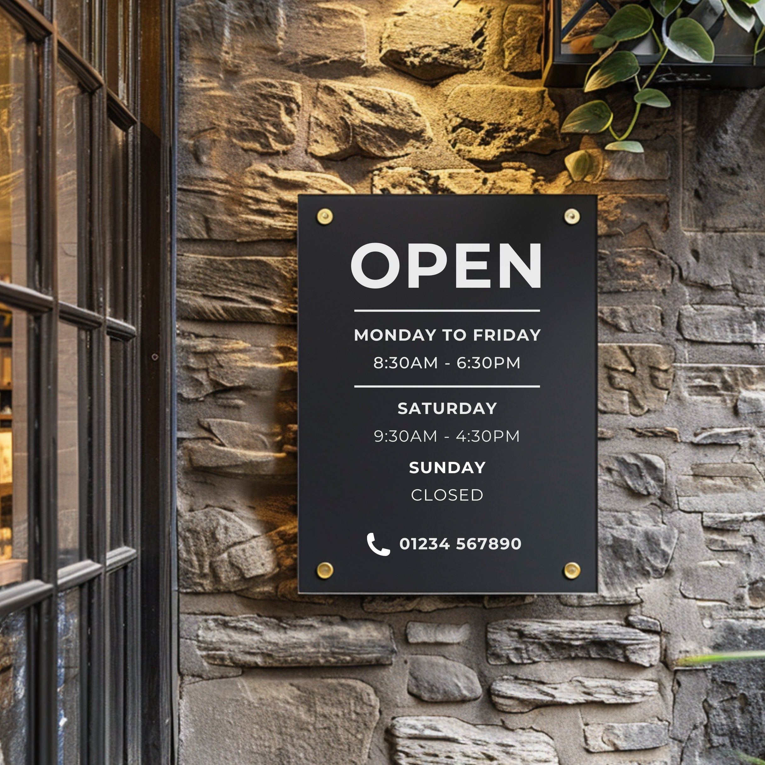 Shop Opening Times, Business Opening Hours, Personalised Acrylic Sign