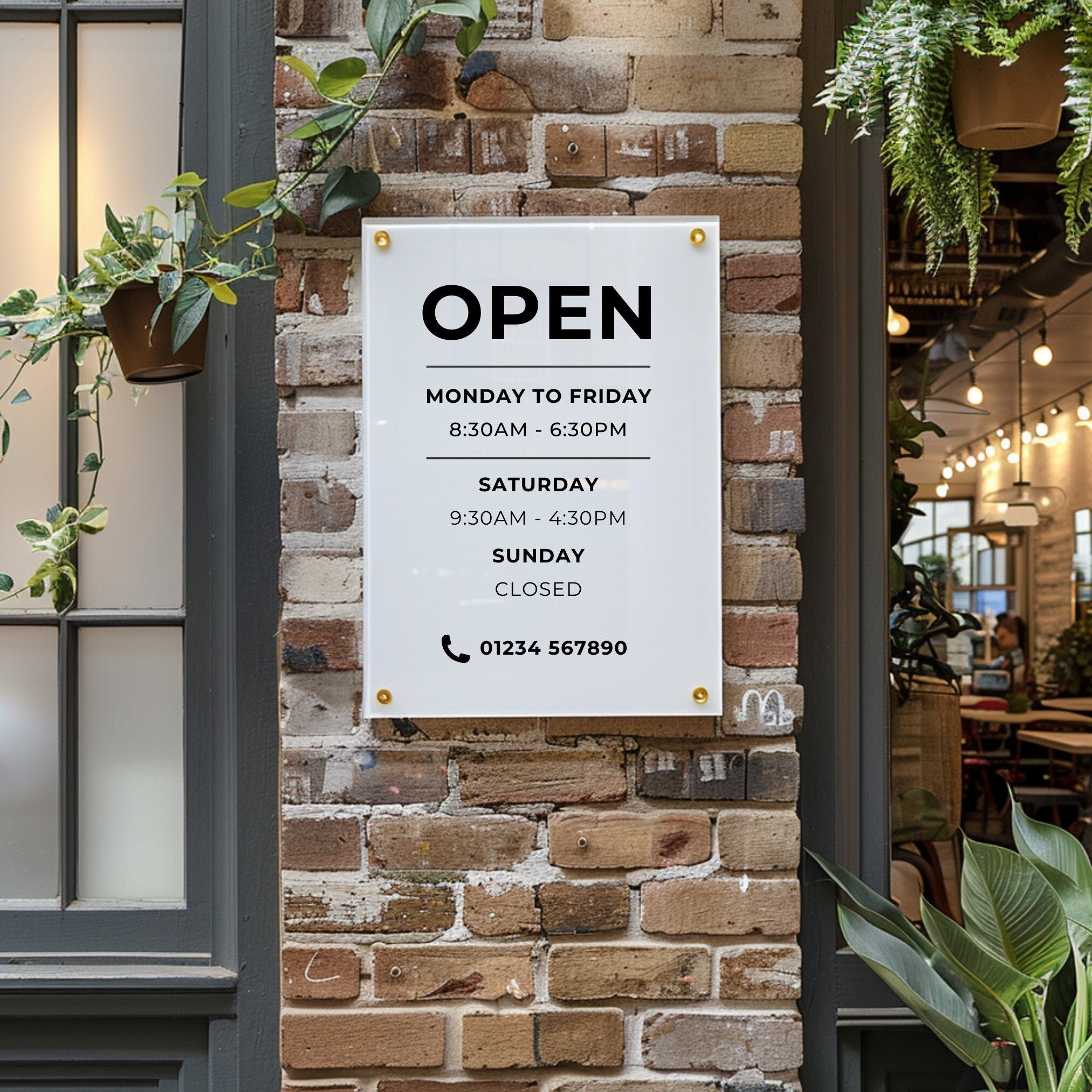 Office Opening Hours Sign, Custom Acrylic Sign, Wall Plaque, Opening Times Display