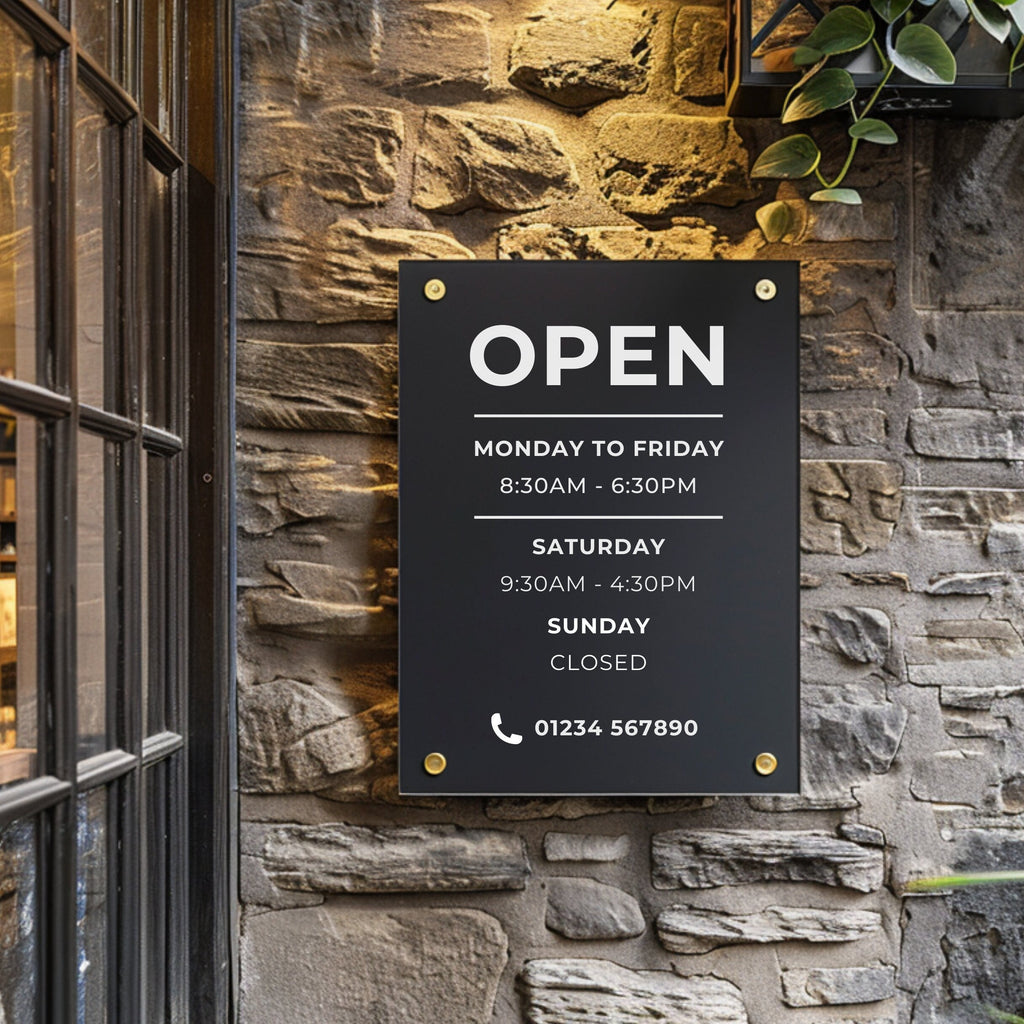 Office Opening Hours Sign, Custom Acrylic Sign, Wall Plaque, Opening Times Display
