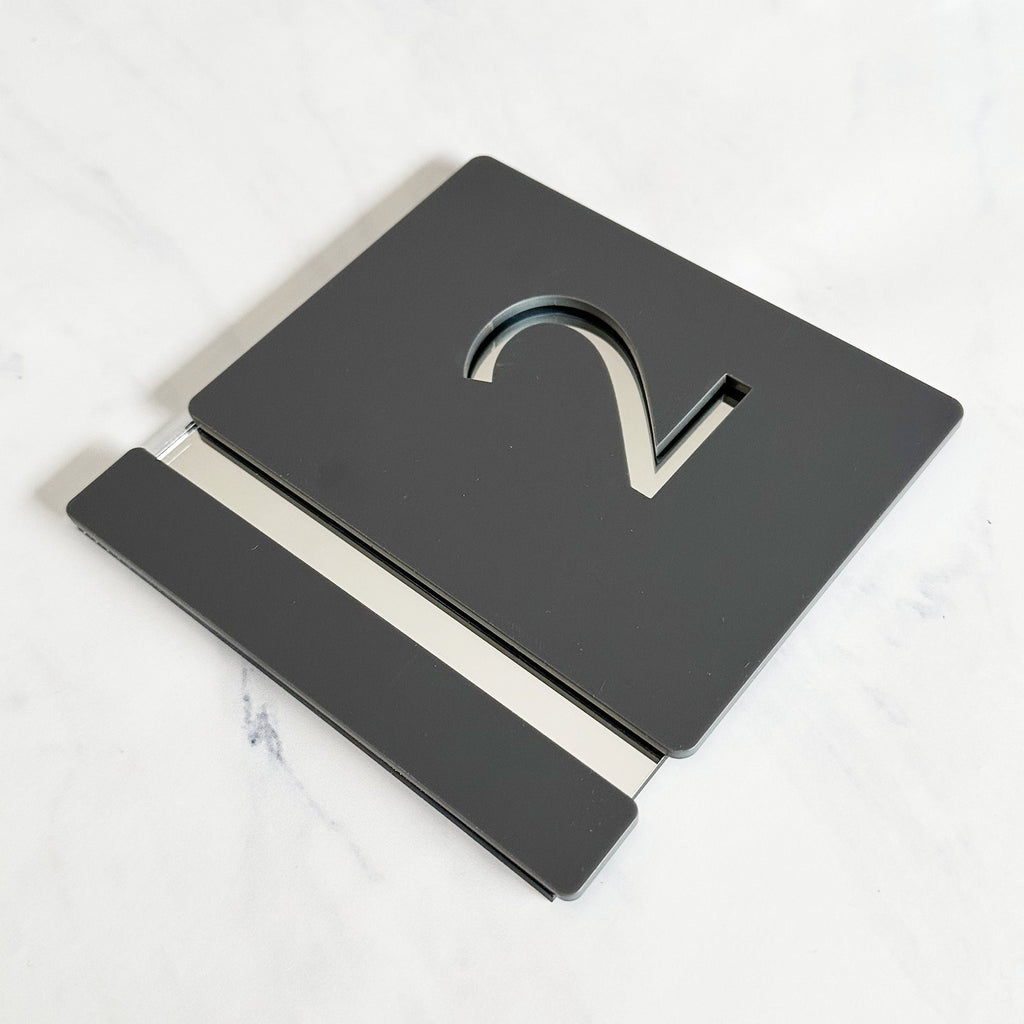 Personalised House Number Sign, Silver Gold Mirror Acrylic Sign, Slate Grey House Sign, Gold and Black House Sign