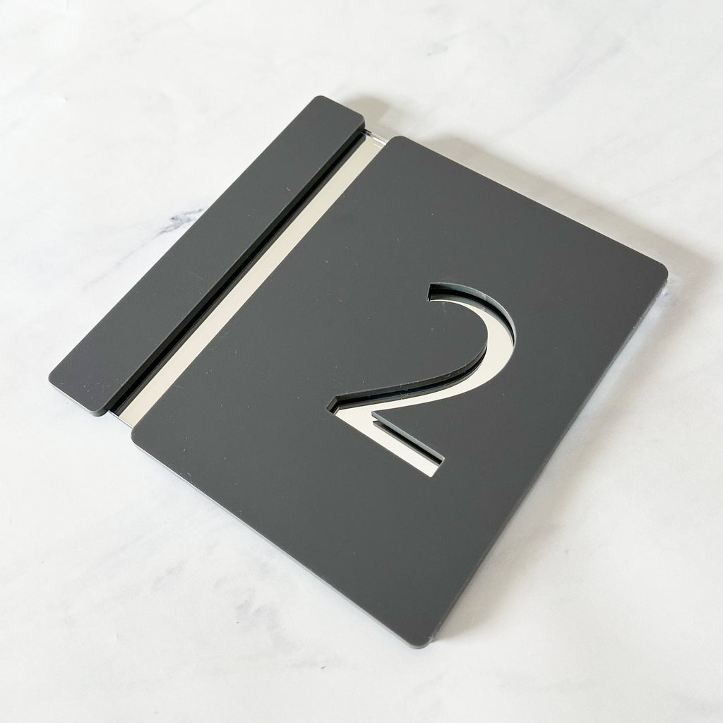 Personalised House Number Sign, Silver Gold Mirror Acrylic Sign, Slate Grey House Sign, Gold and Black House Sign