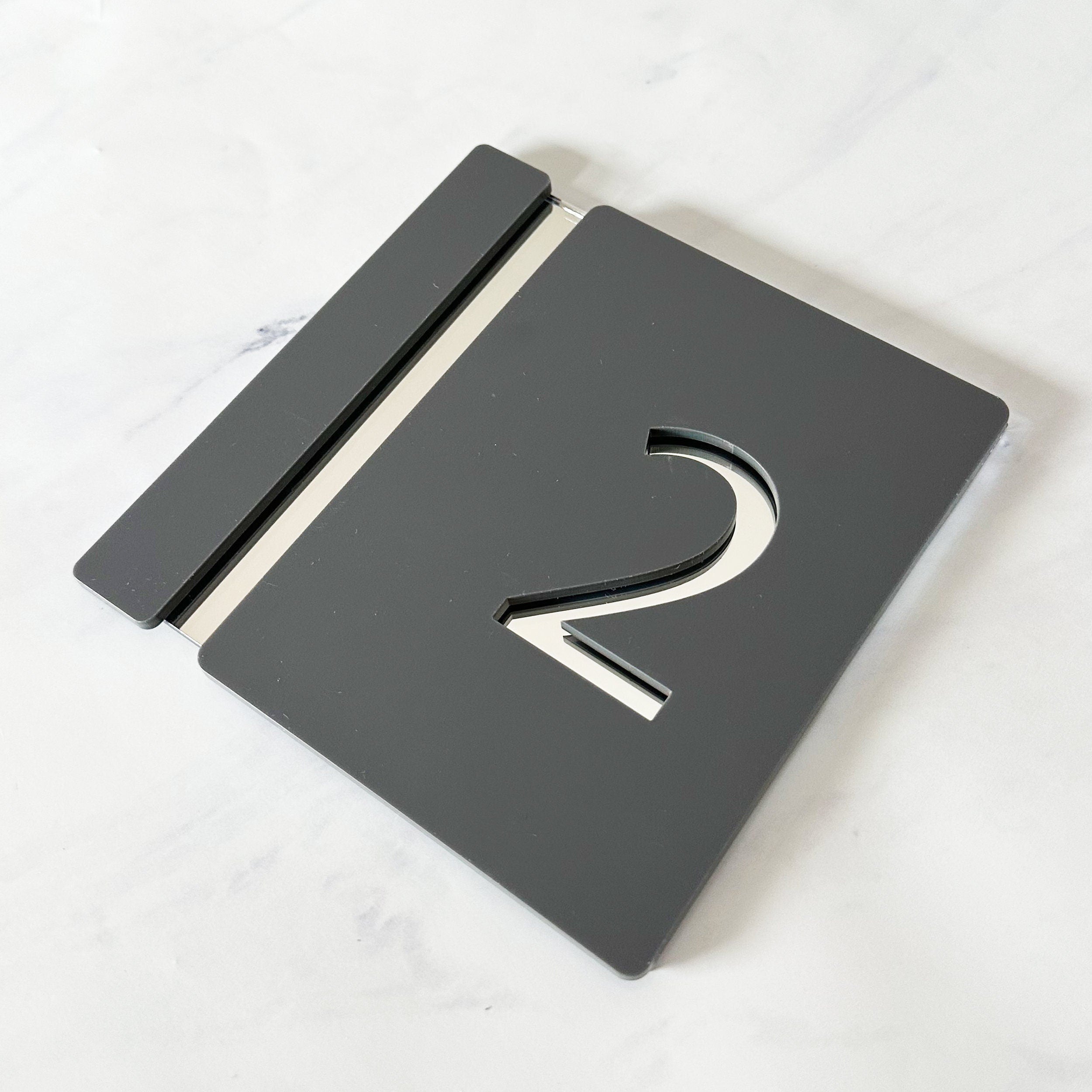 Personalised House Number Sign, Silver Gold Mirror Acrylic Sign, Slate Grey House Sign, Gold and Black House Sign