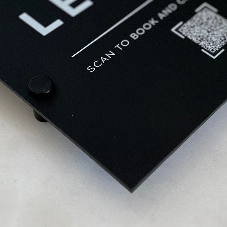 Personalised Acrylic Sign with Business Logo, QR Code Signage Plaque Personalised Shop Opening Times, Connect with us, Office Door