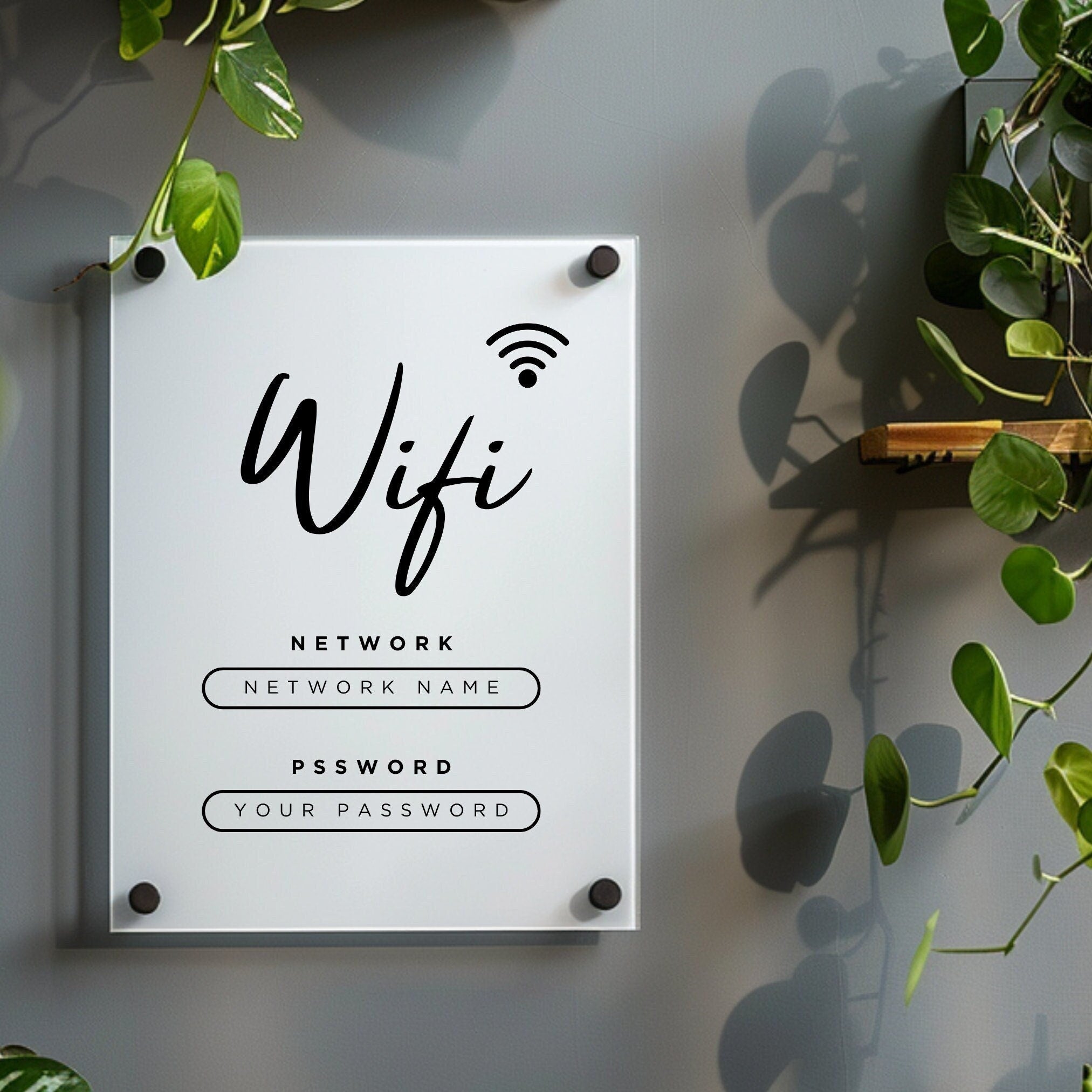 wifi acrylic wall sign, scan to connect QR code sign for AirBNB holiday rental, home, office or small business. personalised logo acrylic sign