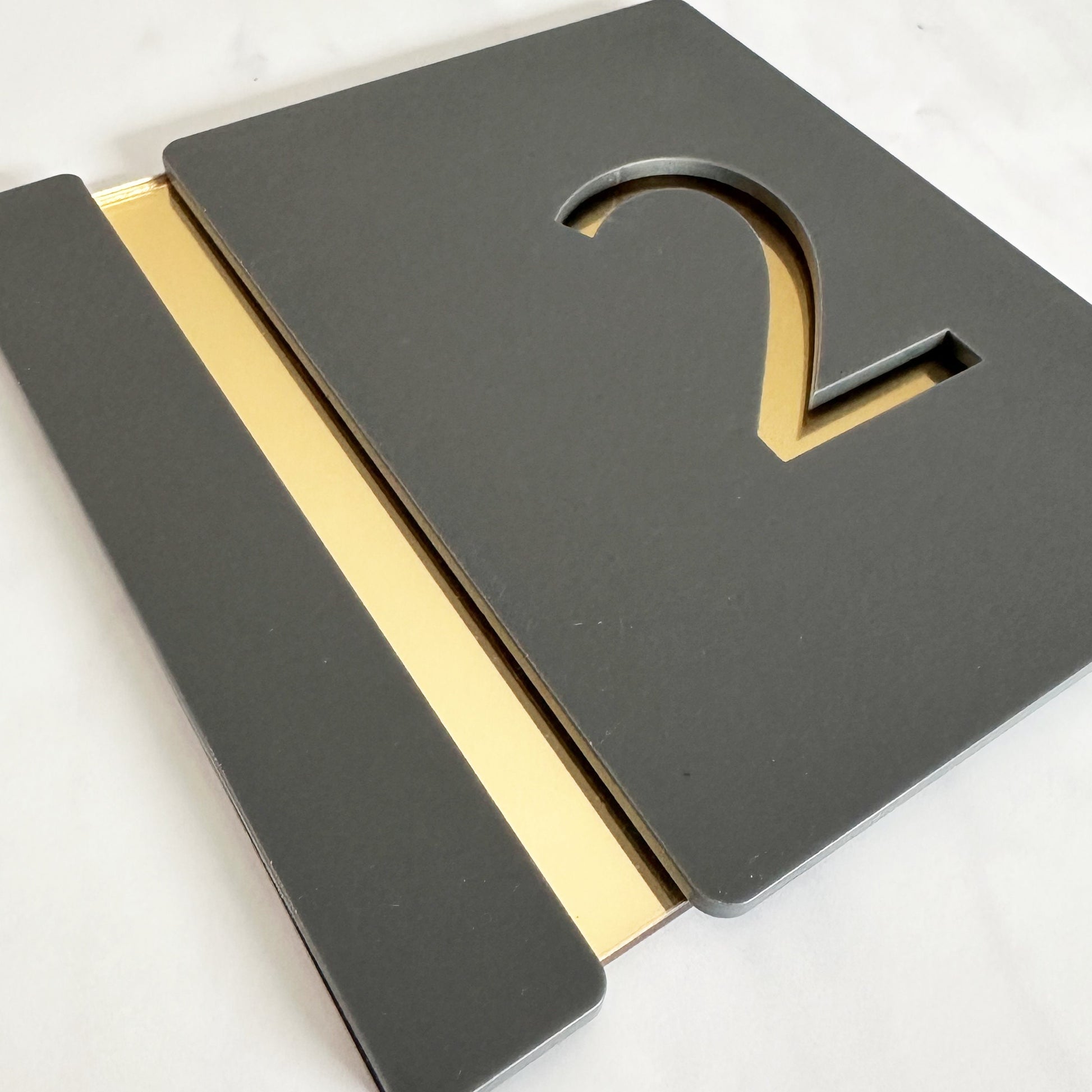 Personalised House Number Sign, Gold Mirror Acrylic Sign, Slate Grey House Sign, Gold and Black House Sign