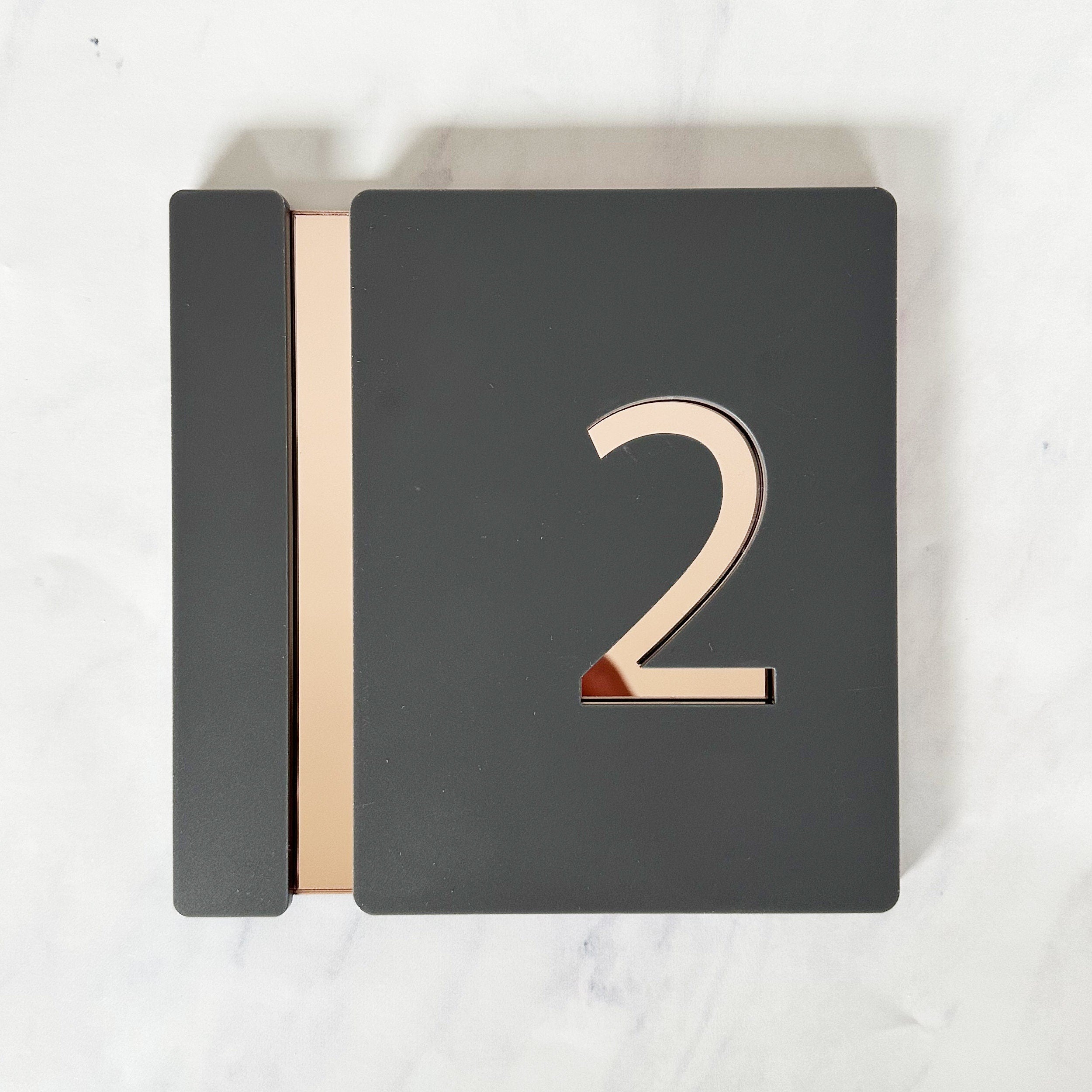 Personalised House Number Sign, Rose Gold Mirror Acrylic Sign, Slate Grey House Sign, Gold and Black House Sign