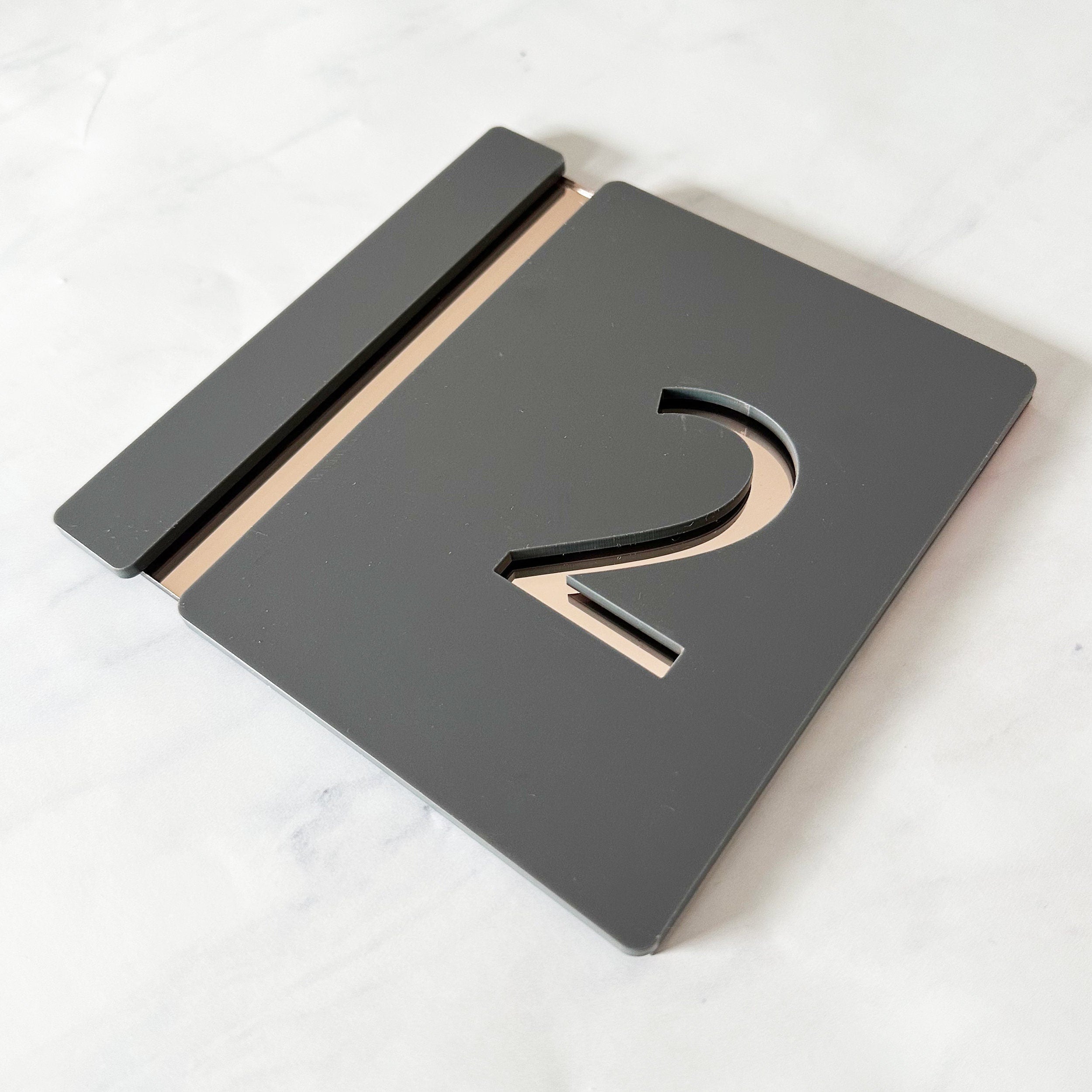 Personalised House Number Sign, Rose Gold Mirror Acrylic Sign, Slate Grey House Sign, Gold and Black House Sign