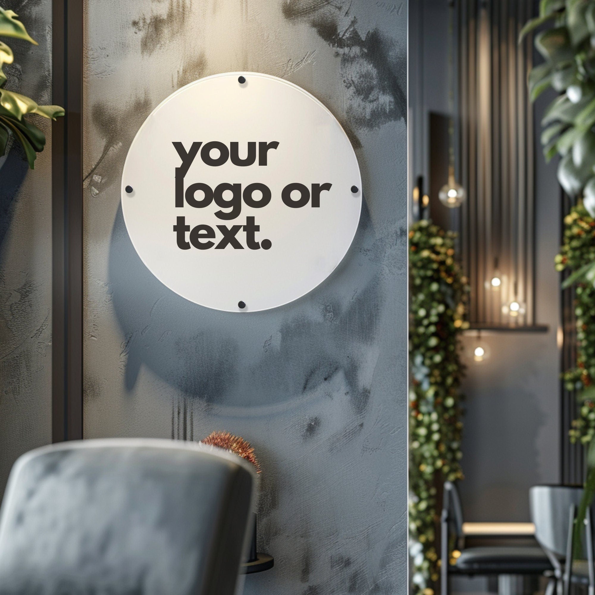 Wall mounted circular acrylic sign plaque, personalised any text or logo business sign - SpartanUK Etsy