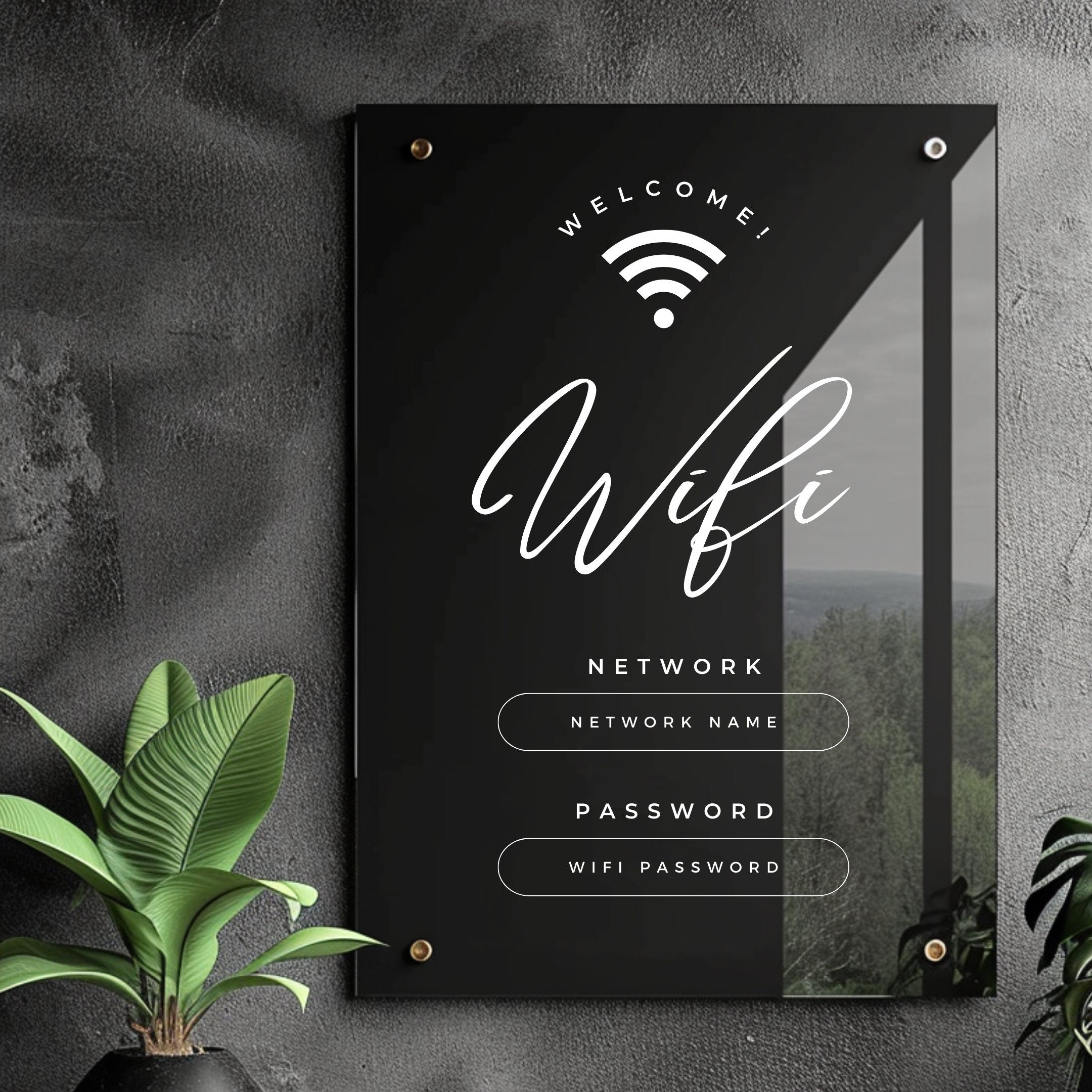 Personalised WiFi Acrylic Sign Small Business, WiFi QR Code Wall Plaque for Home, AirBNB Holiday Rental Guest Information, Welcome Poster