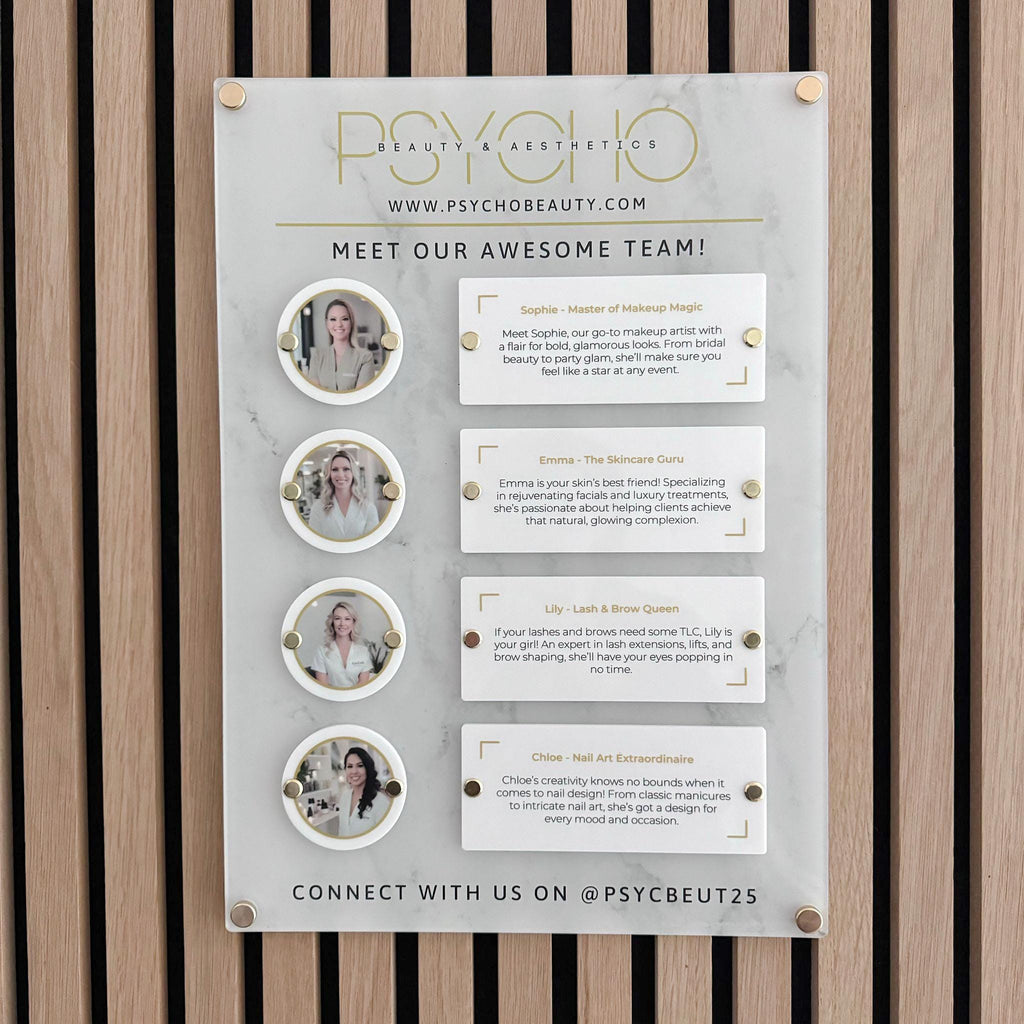 Customizable Acrylic Team Wall Sign: Office Directory, Employee Display & Business Logo Signage