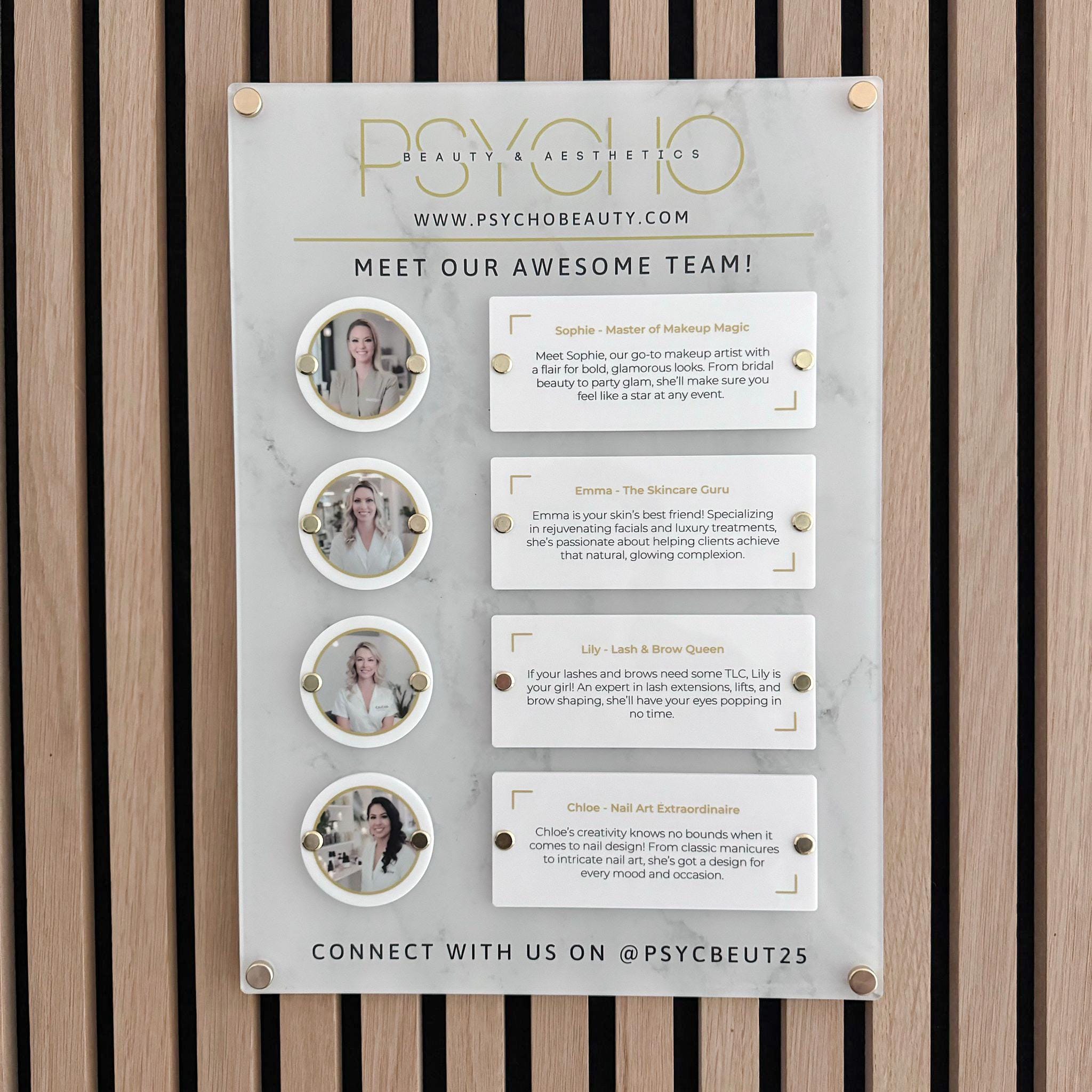 Customizable Acrylic Team Wall Sign: Office Directory, Employee Display & Business Logo Signage