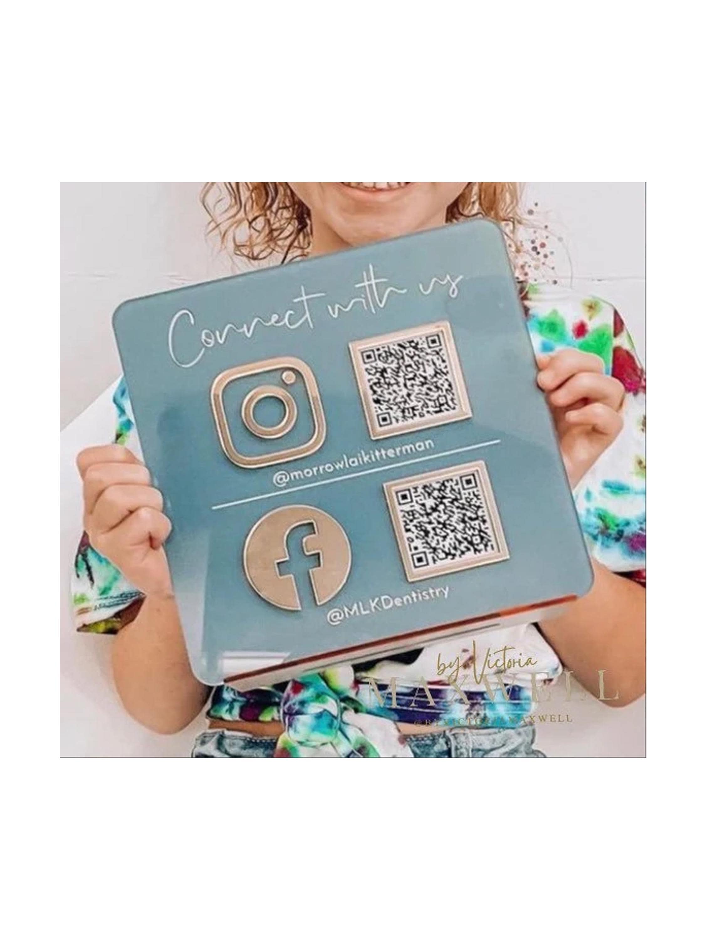 QR Code Stand Instagram Facebook Business Social Media Sign | Salon Sign