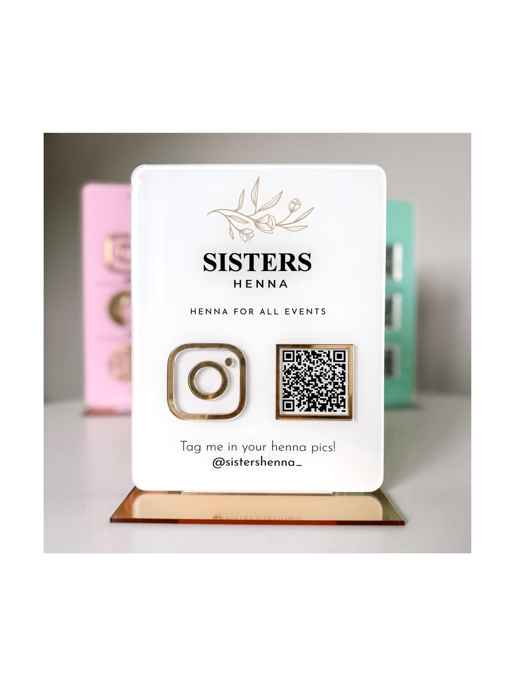 Logo and QR Code Business Instagram Facebook Social Media Sign | Salon Sign | Beauty QR code Sign