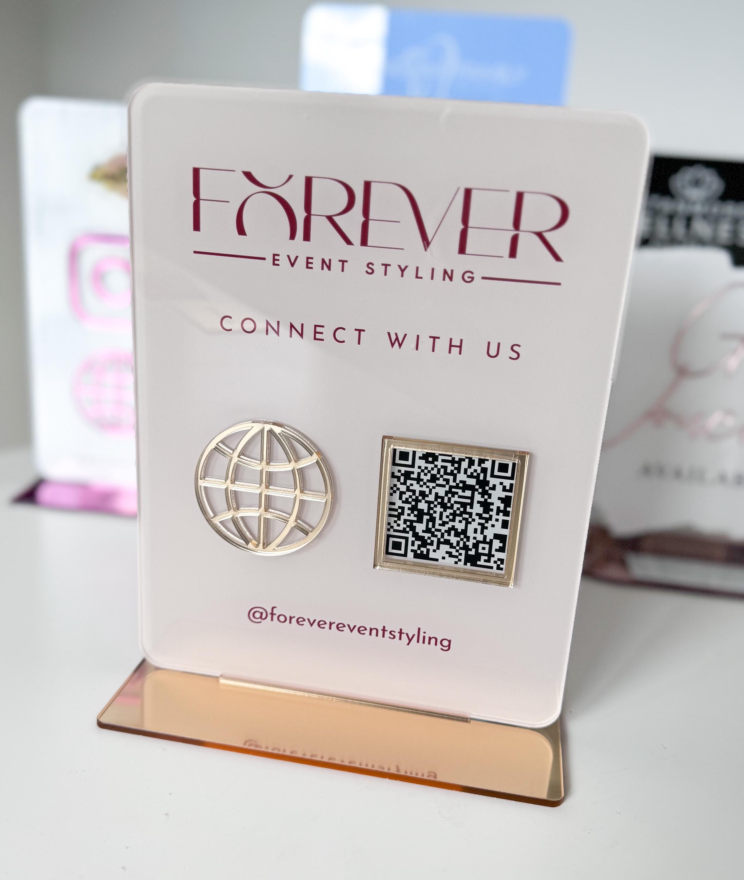 Logo and QR Code Business Instagram Facebook Social Media Sign | Salon Sign | Beauty QR code Sign