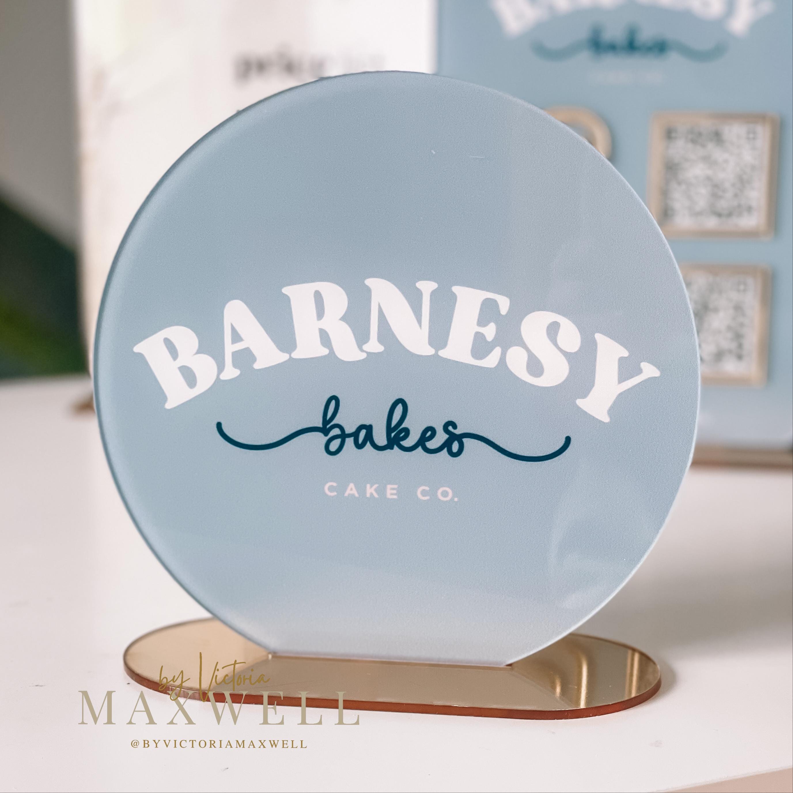 Acrylic Business Logo Sign Bundle, Social Media QR Plaque, Salon Signage : 1 x QR Code Social Media Sign + Matching Logo Sign