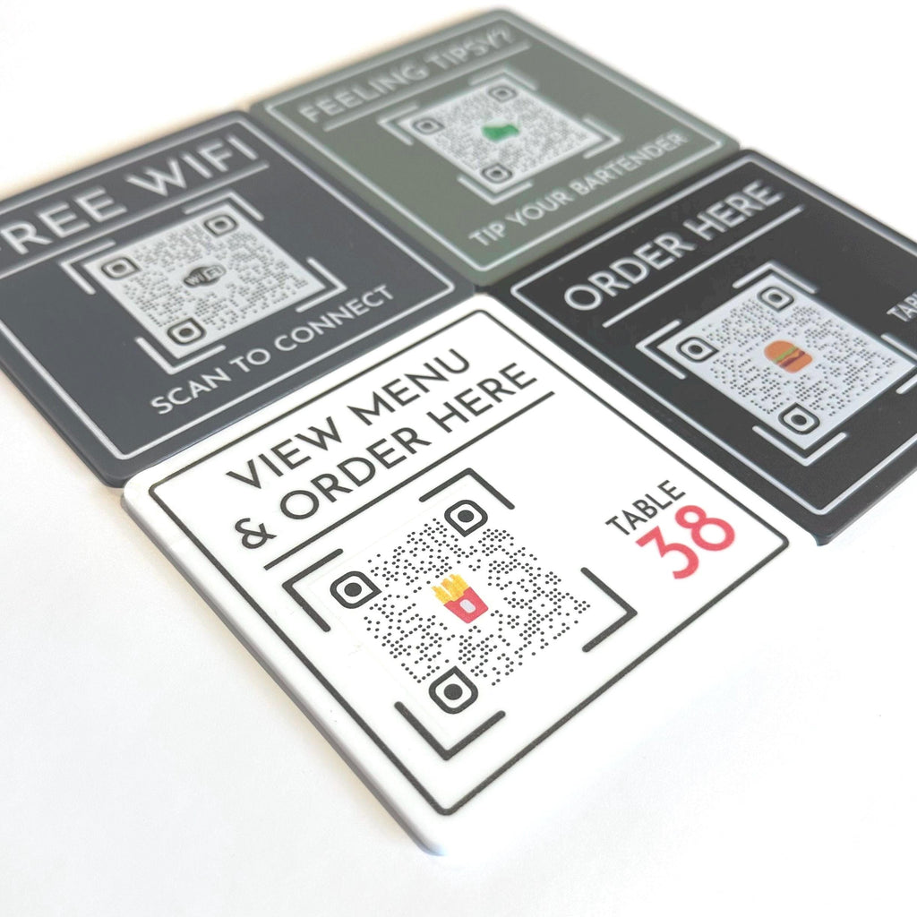 Set of QR Code Sign | Table Order Menu Qr Code  Plaque | Order Food Qr Code | Hotel Room Service Sign | Restaurant Menu Design | Service Point Scan Code