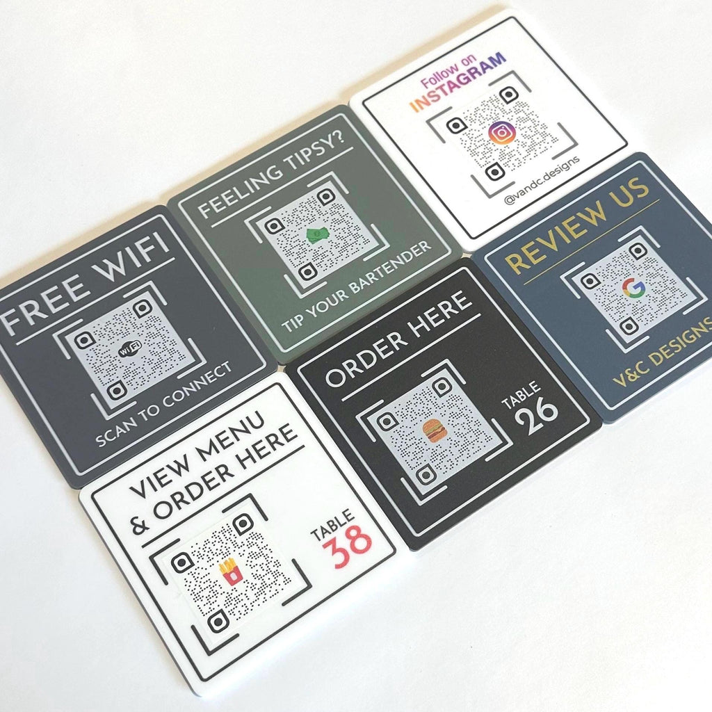 Set of QR Code Signs | Table Order Menu Qr Code  Plaque | Order Food Qr Code | Hotel Room Service Sign | Restaurant Menu Design | Service Point Scan Code