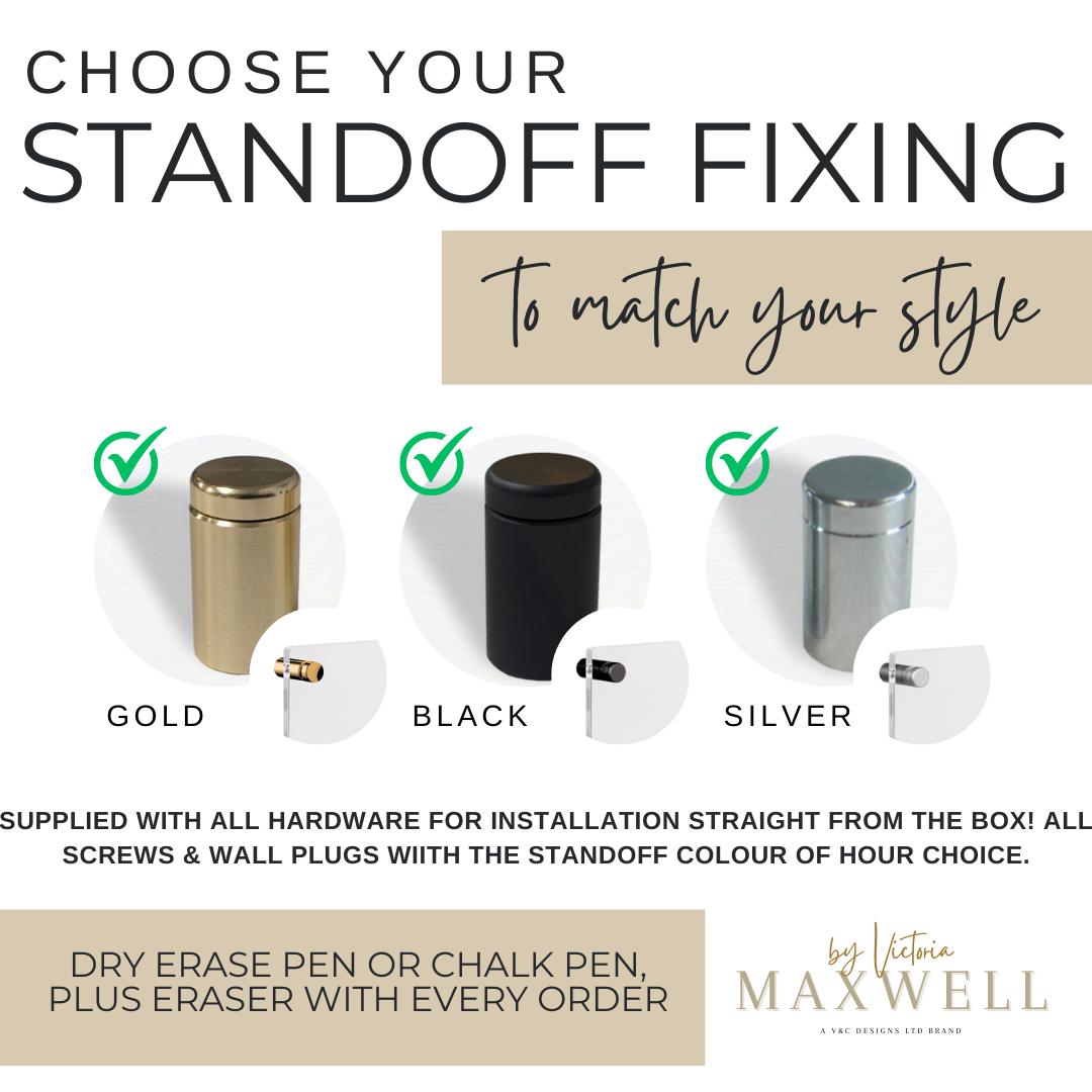 Personalised Acrylic Weekly Meal Planner | Family Wall Organiser Signage l Dry Wipe Organization Calendar | Meal Food Shopping List