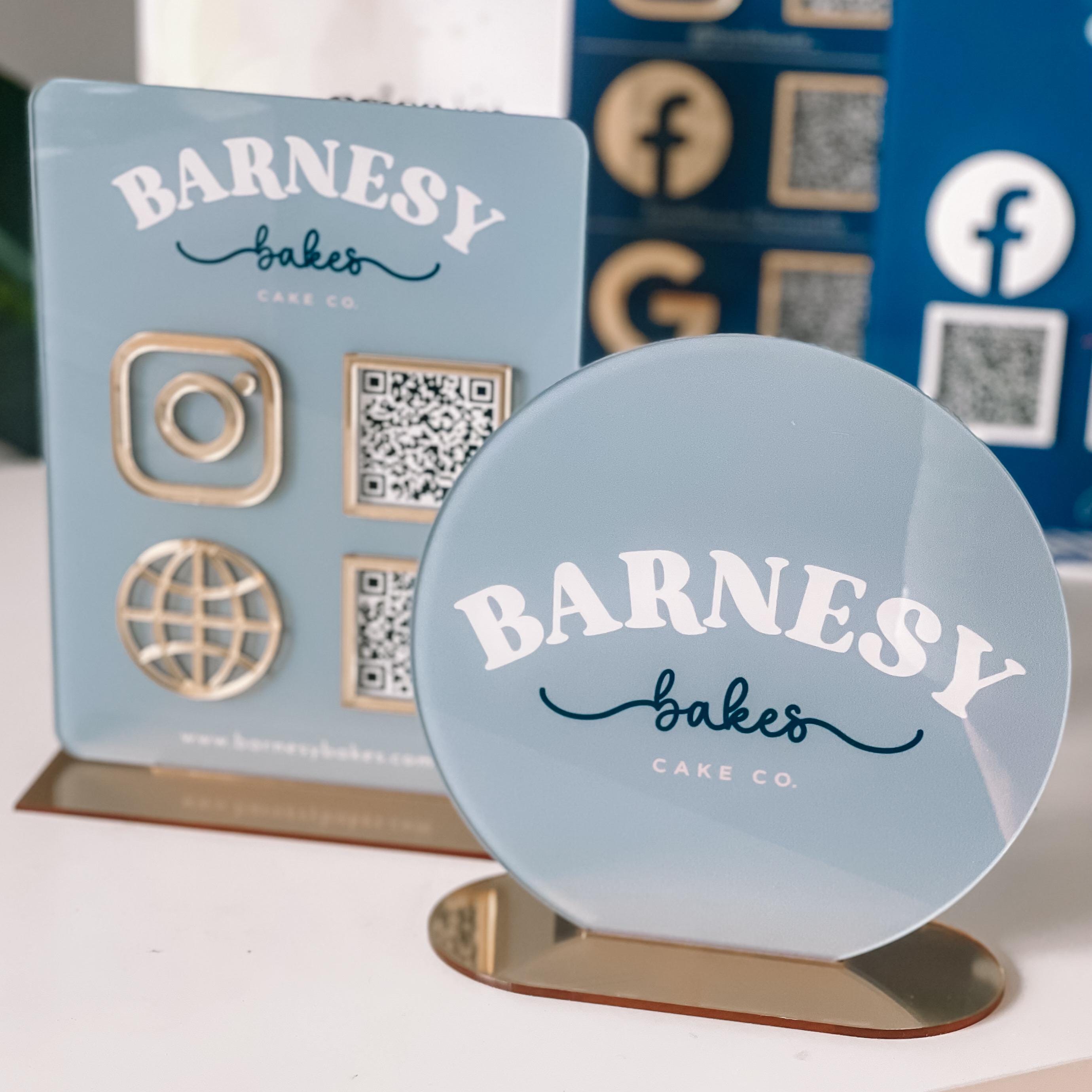 Acrylic Business Logo Sign Bundle, Social Media QR Plaque, Salon Signage : 1 x QR Code Social Media Sign + Matching Logo Sign