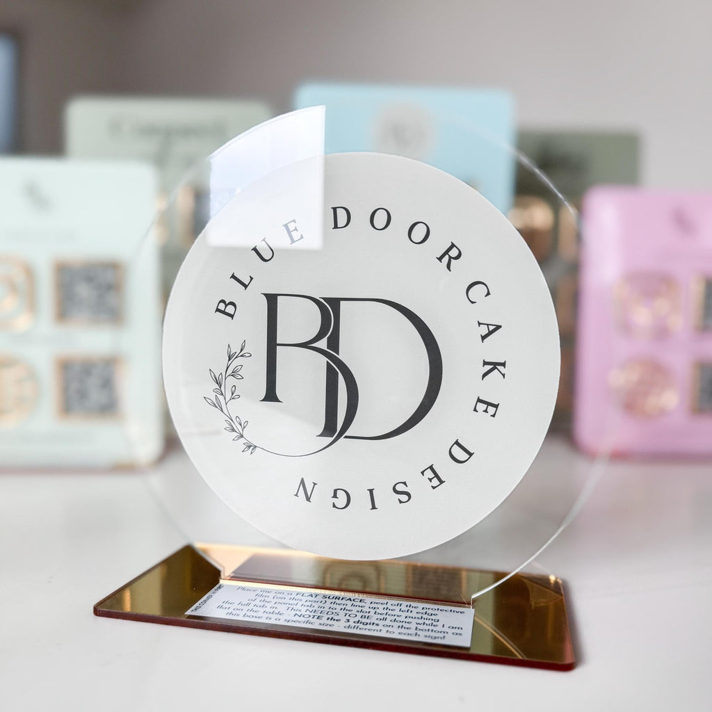 Round Logo Desktop Business Sign Plaque | Desk Name Plate | Reception Desk Sign