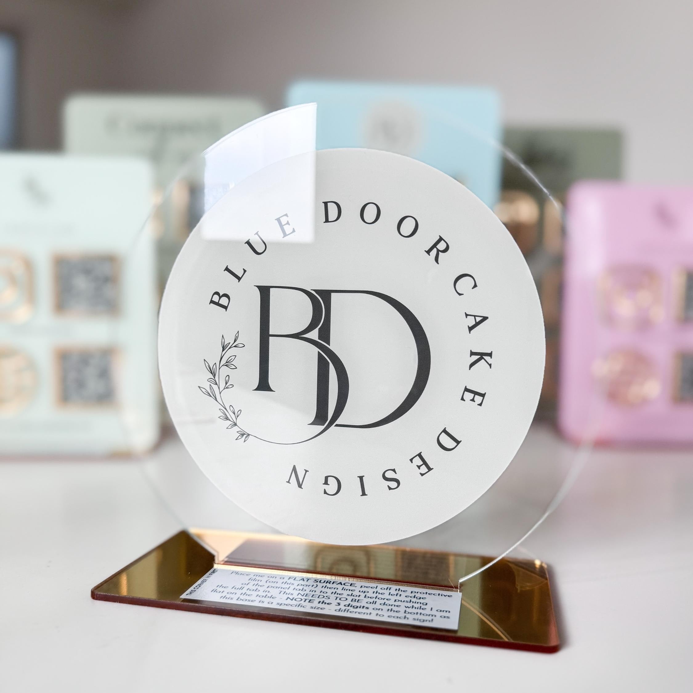 Round Logo Desktop Business Sign Plaque | Desk Name Plate | Reception Desk Sign