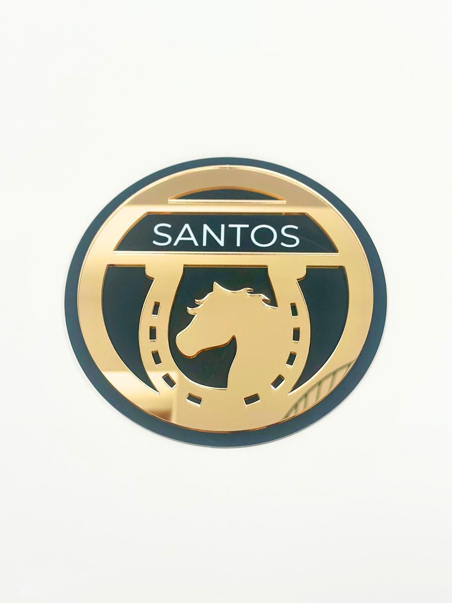 Personalized horse stable sign made from matte acrylic with mirror acrylic front, featuring UV-printed white ink text for durability and elegance