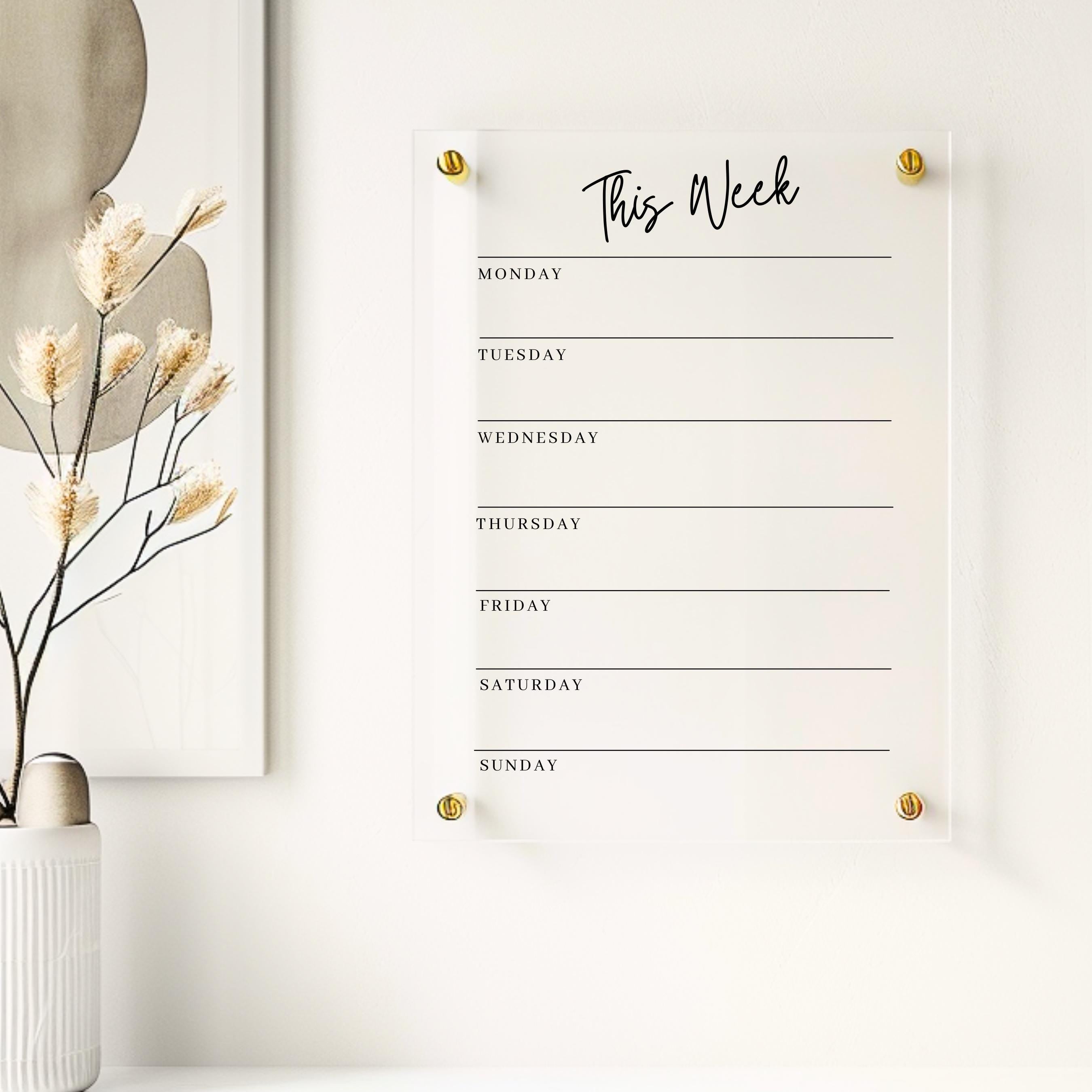 Personalised Acrylic Family Planner | Dry Wipe Wall Organiser | Kitchen Calendar Signage l Reuseable Organization Chart