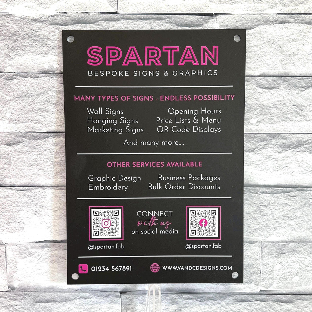 Acrylic Business Hours Services Logo Sign, Personalised Shop Opening Times, QR Code Signage Plaque, Connect with us, Office, Reception, Door