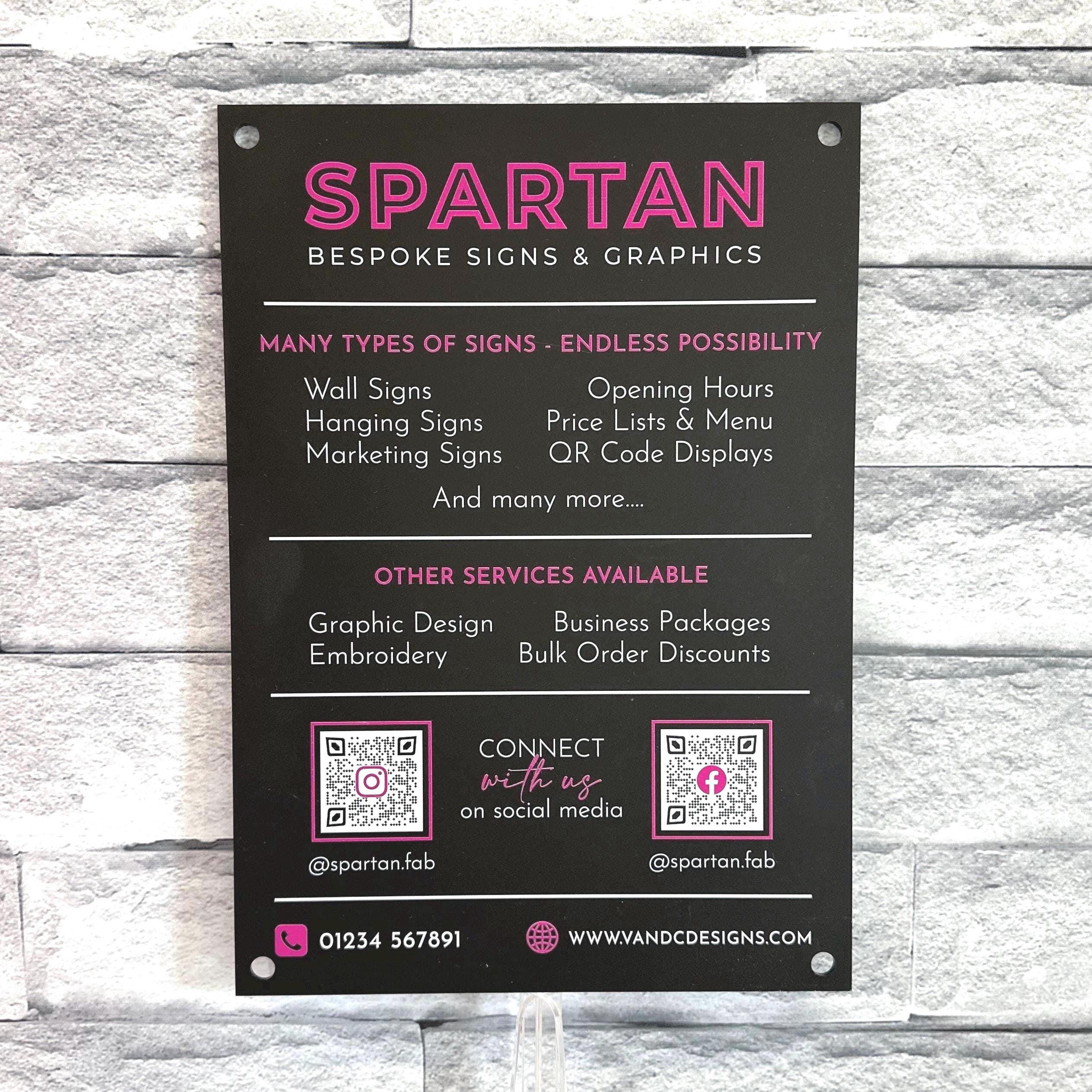Acrylic Business Hours Services Logo Sign, Personalised Shop Opening Times, QR Code Signage Plaque, Connect with us, Office, Reception, Door