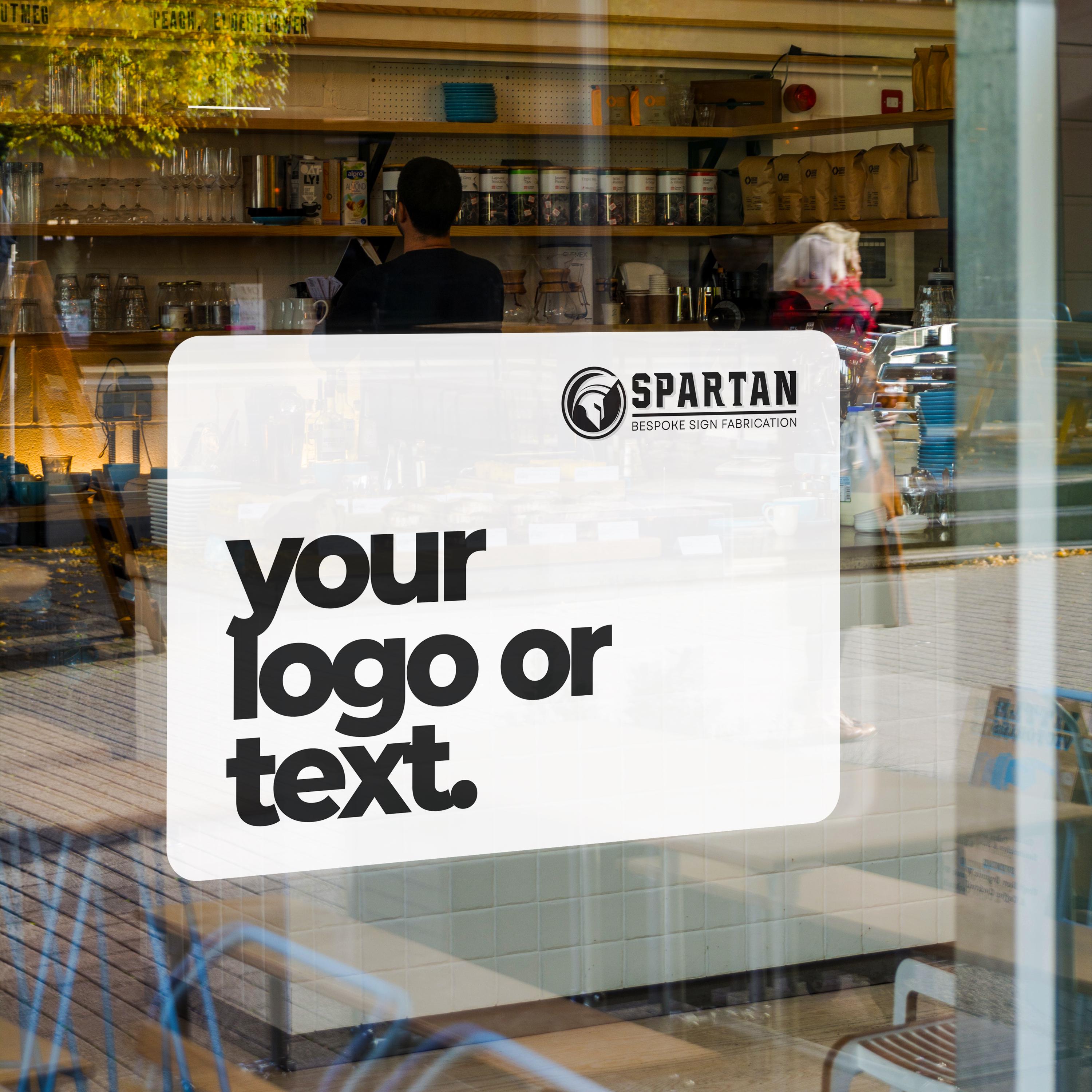 shop window sign, removable glass sticker, personalised window cling, business advertising notice