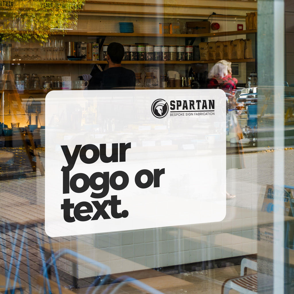 shop window sign, removable glass sticker, personalised window cling, business advertising notice