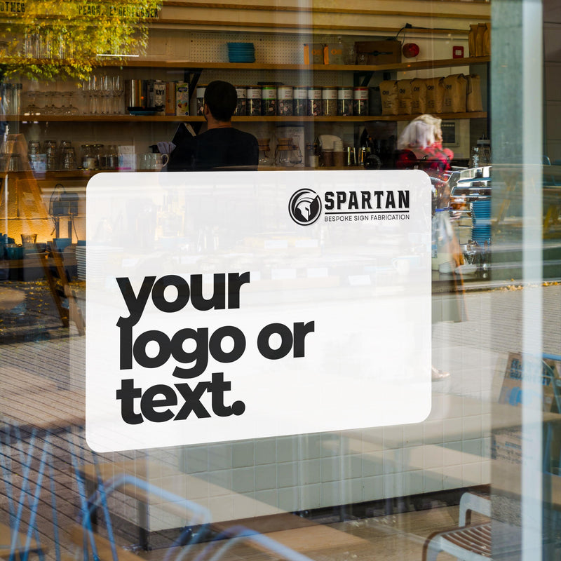 shop window sign, removable glass sticker, personalised window cling, business advertising notice