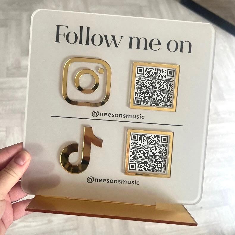 QR Code Business Instagram Facebook Social Media Sign with Logo | Salon Sign | QR Code Sign Tabletop Plaque
