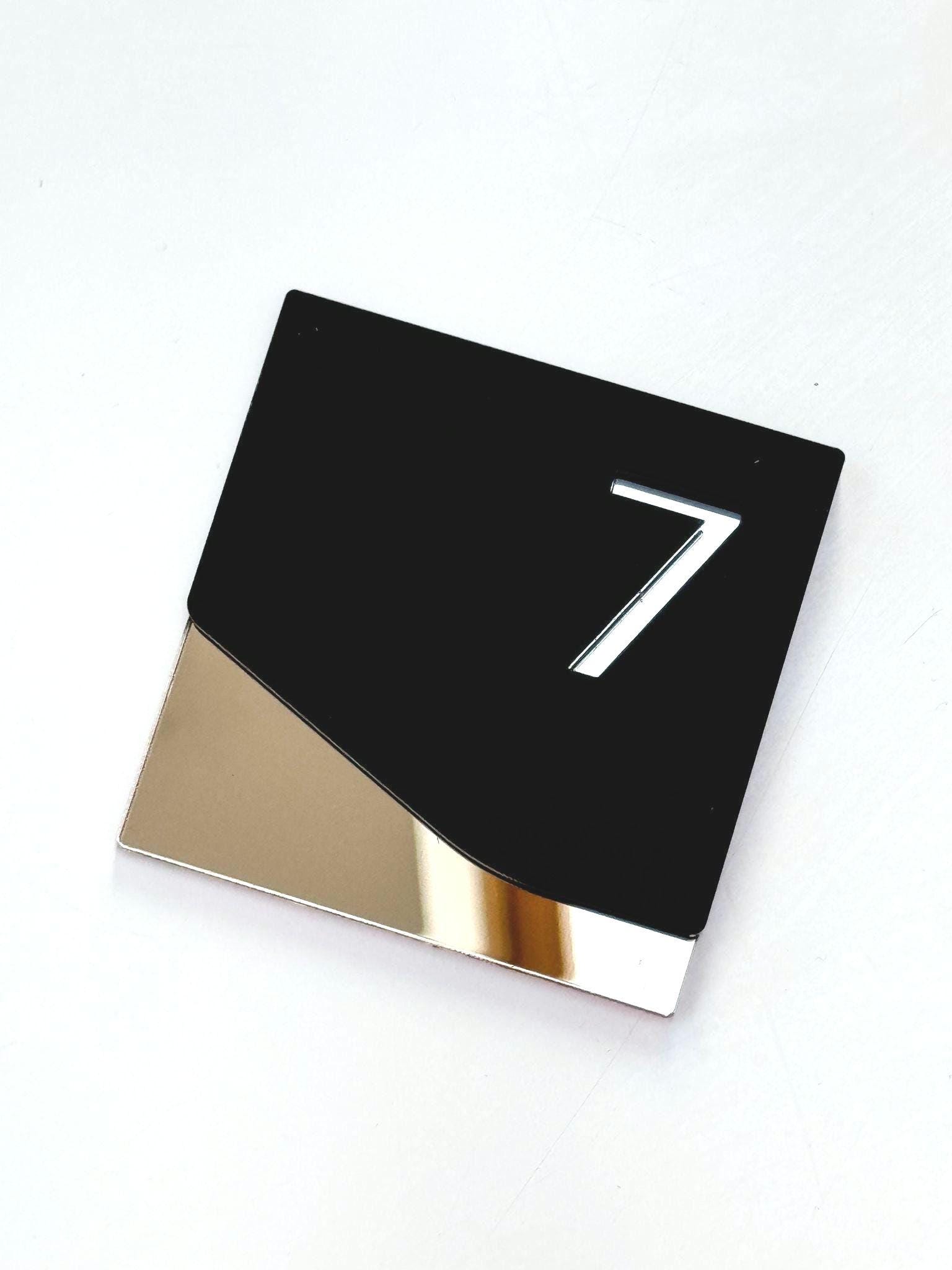 Personalised House Number Sign, Rose Gold Mirror Acrylic Sign, Slate Grey House Sign, Gold and Black House Sign