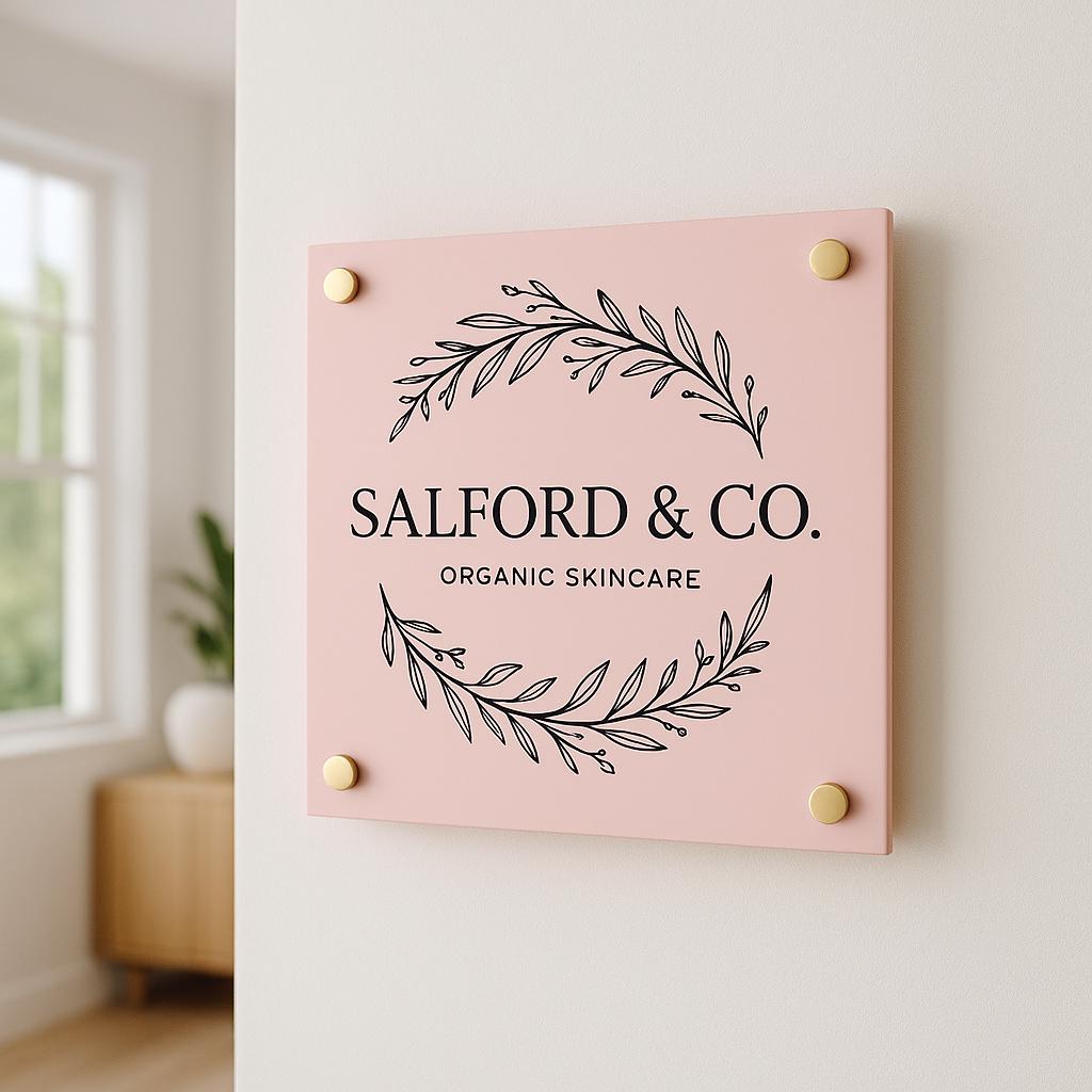 Custom Acrylic Business Wall Logo Sign, Personalised Air BNB Information Plaque, Floating Perspex for Office, Reception, Storefront, Door