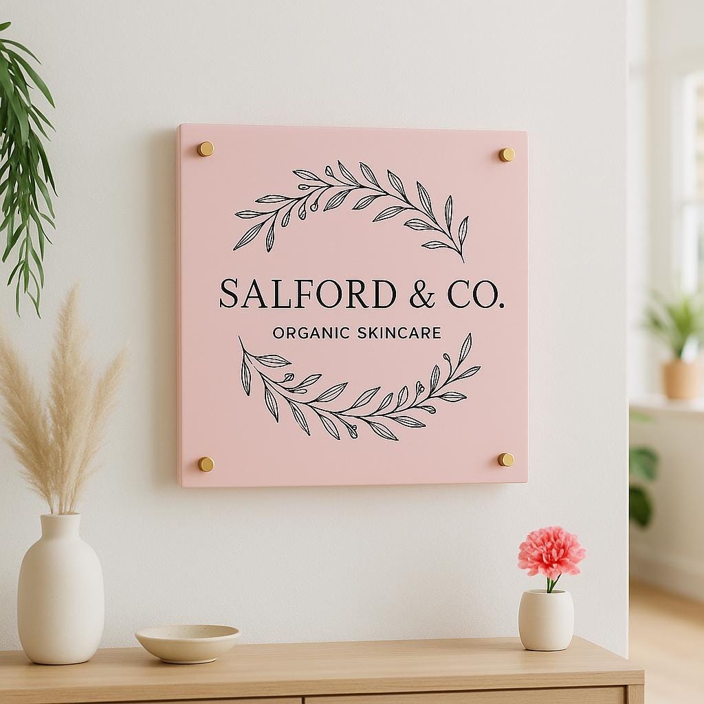 Acrylic Business Logo Sign, Wall Mounted Signage, Air BNB Guest Information, Floating Perspex Standoff, Aesthetician Beauty Spa Salon Decor