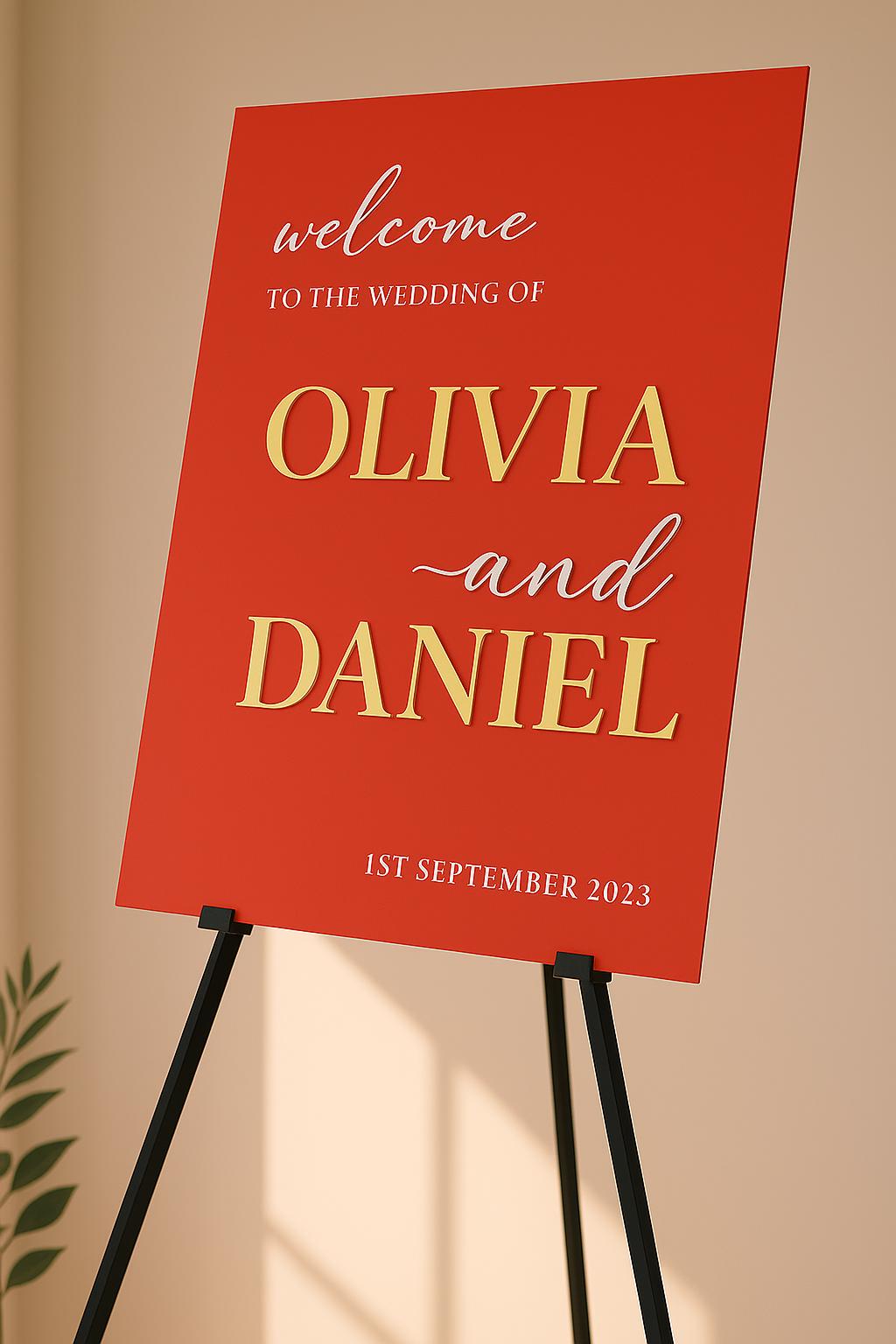 Large Wedding Welcome Sign Acrylic Reception Sign with 3D Mirror Detail