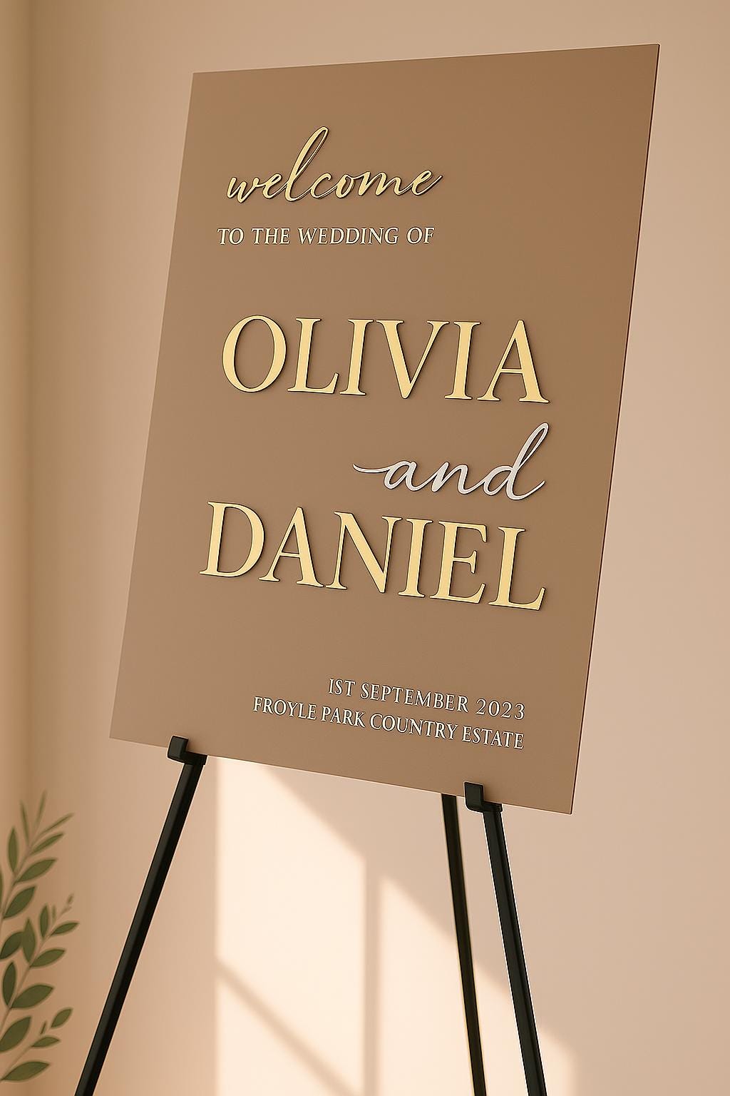 Large Wedding Welcome Sign Acrylic Reception Sign with 3D Mirror Detail