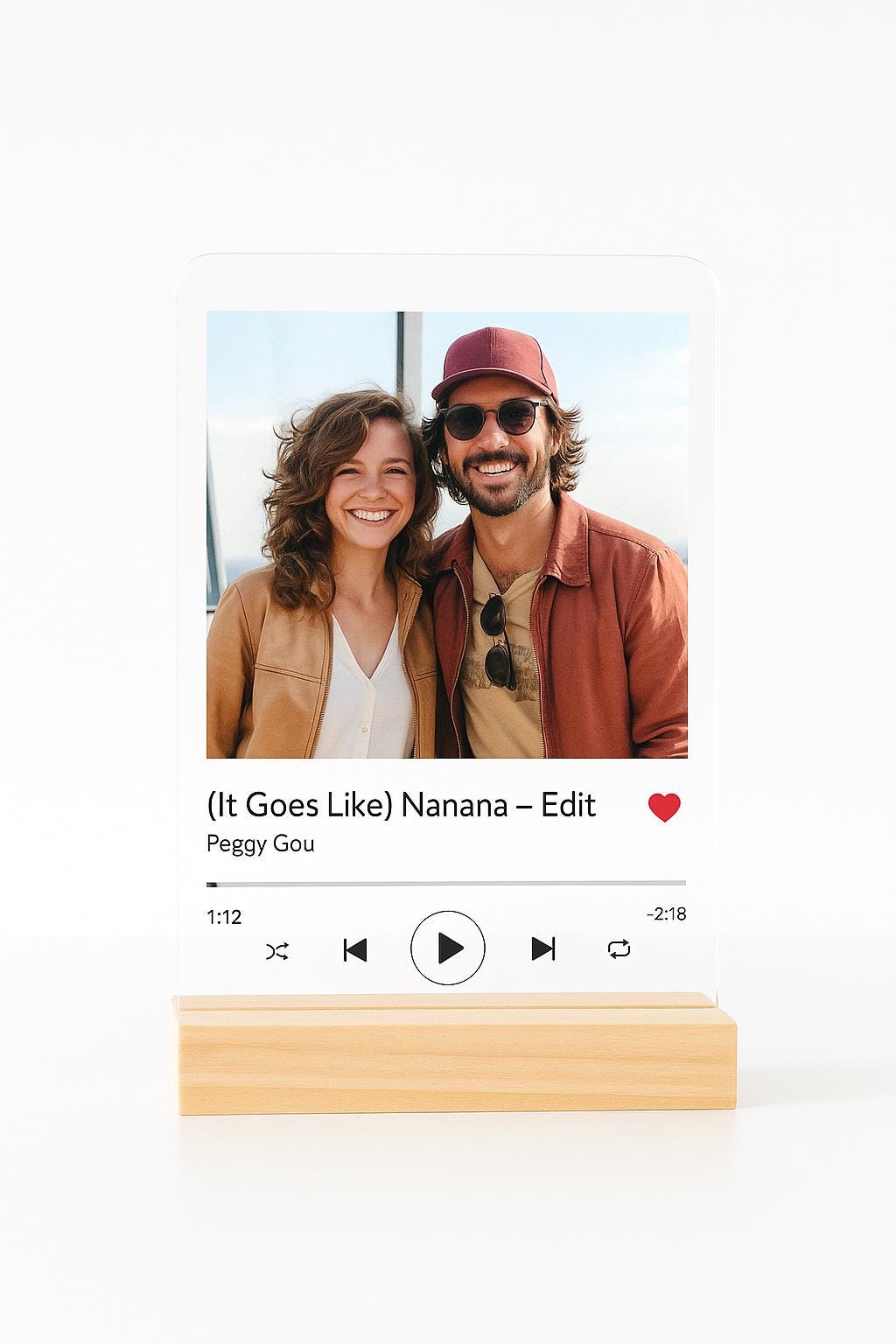 Personalised Acrylic Song Plaque with Photo | Custom Music Plaque with Wooden Stand | Anniversary, Couple Gift, Valentine’s Day