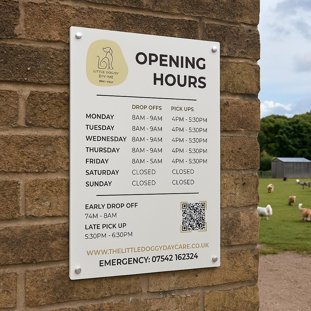 Custom Printed Acrylic Business Hours Sign, Personalised Shop Opening Times, QR Code Signage Plaque, Outdoor Office Sign, Reception, Door