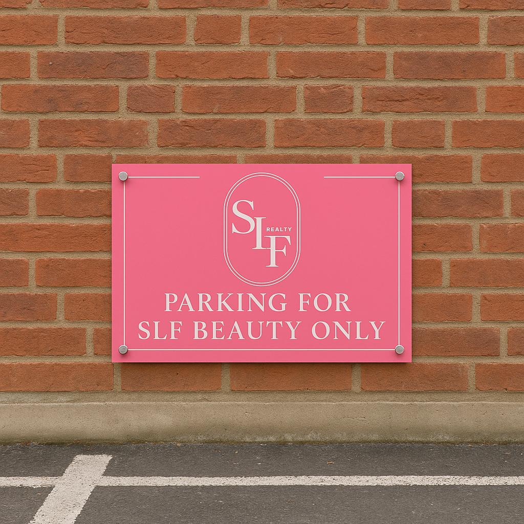 Custom business acrylic parking space sign. personalised waterproof outdoor plaque