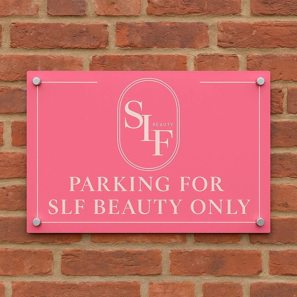 Custom business acrylic parking space sign. personalised waterproof outdoor plaque