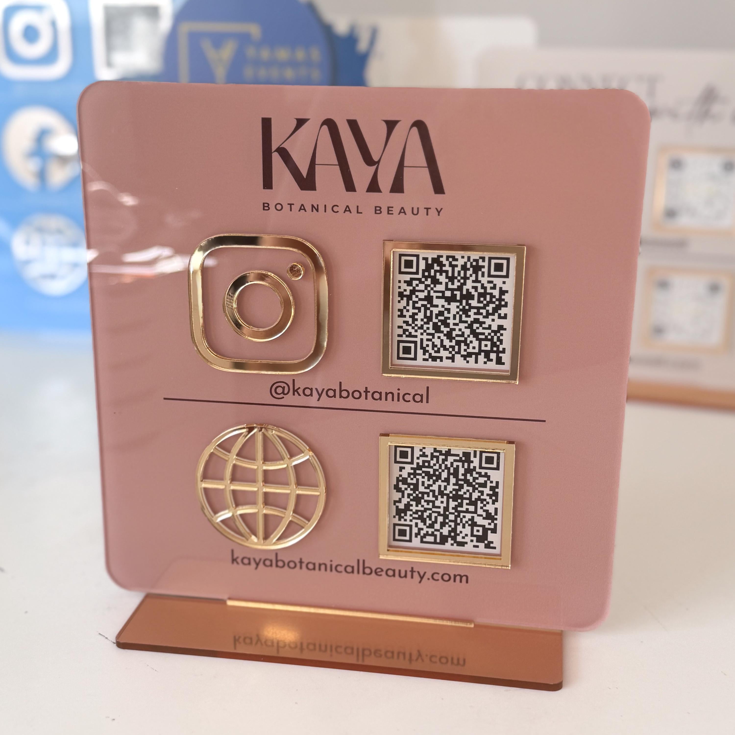 QR Code Business Instagram Facebook Social Media Sign with Logo | Salon Sign | QR Code Sign Tabletop Plaque