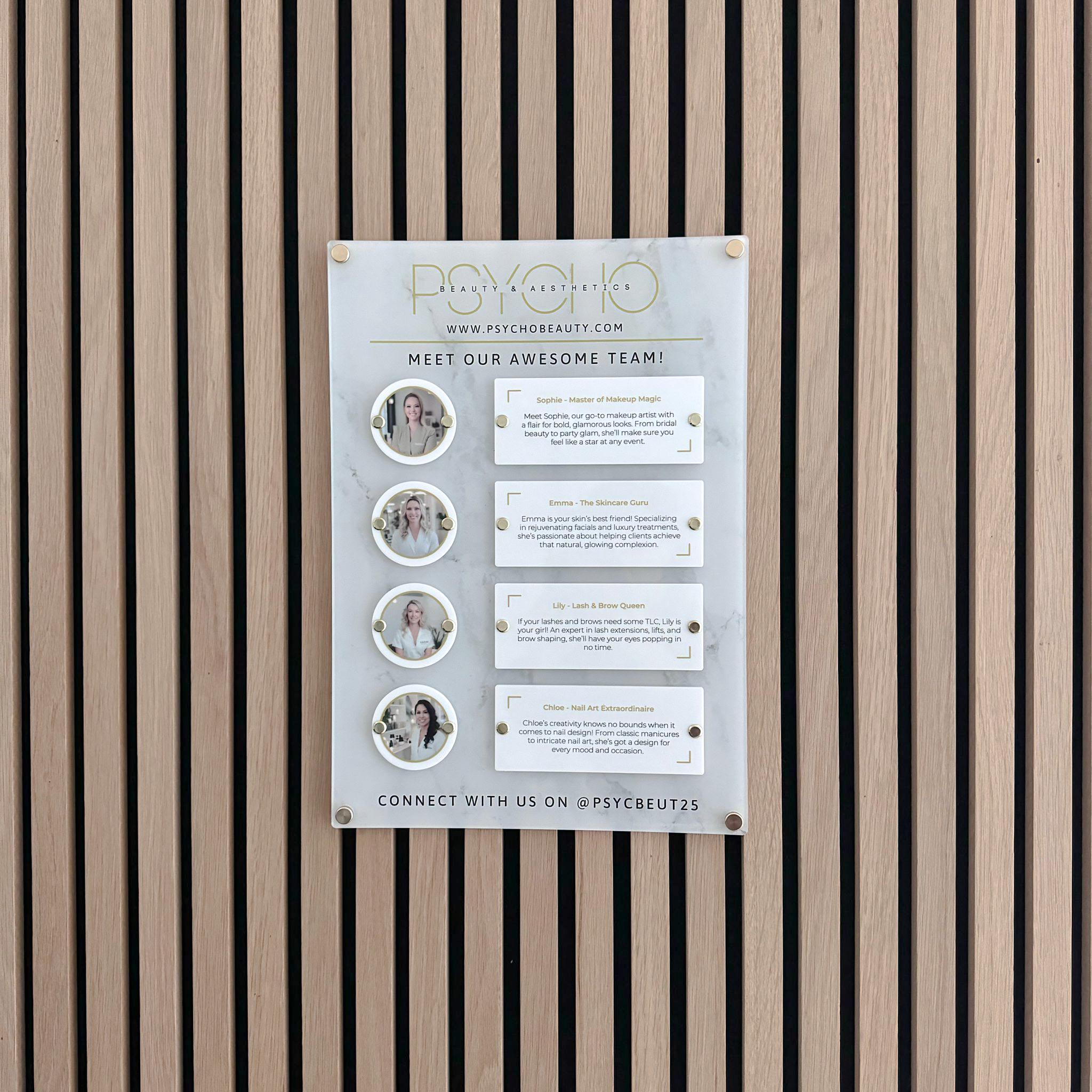 Customizable Acrylic Team Wall Sign: Office Directory, Employee Display & Business Logo Signage