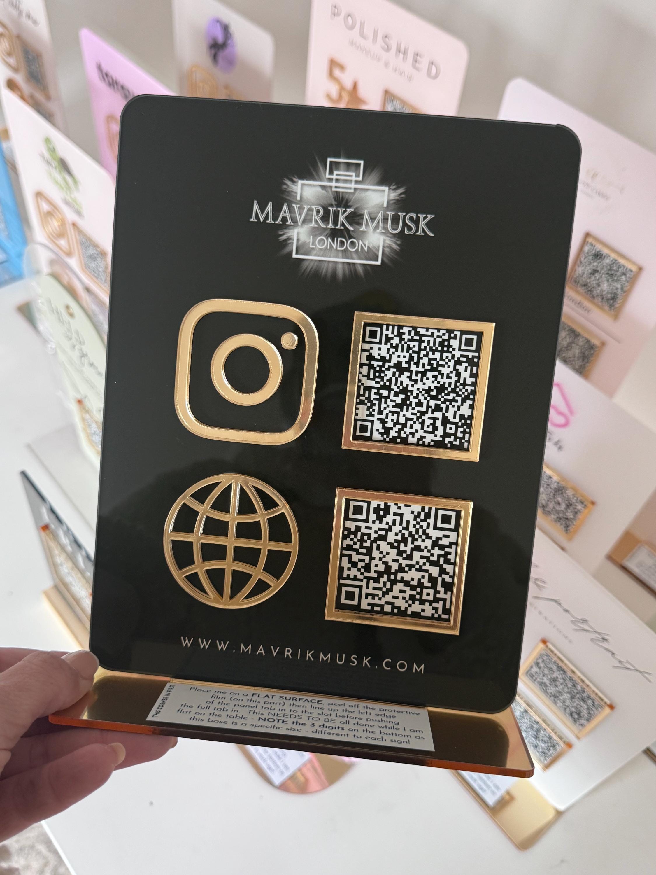 2 QR Code Business Instagram Facebook Social Media Sign | Salon Sign | Beauty QR code Sign