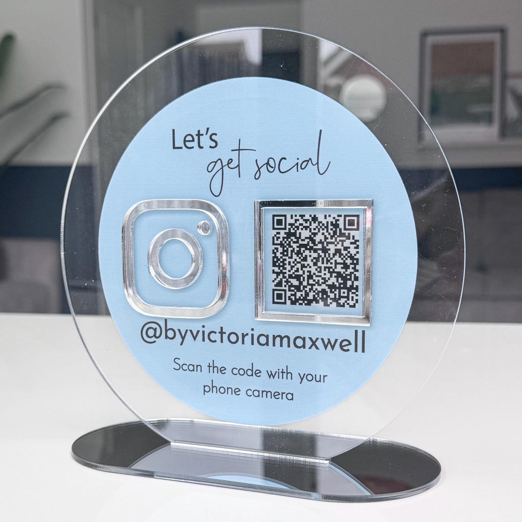 Acrylic Business Social Media QR Code Sign | Instagram Sign | Business Marketing Salon MUA